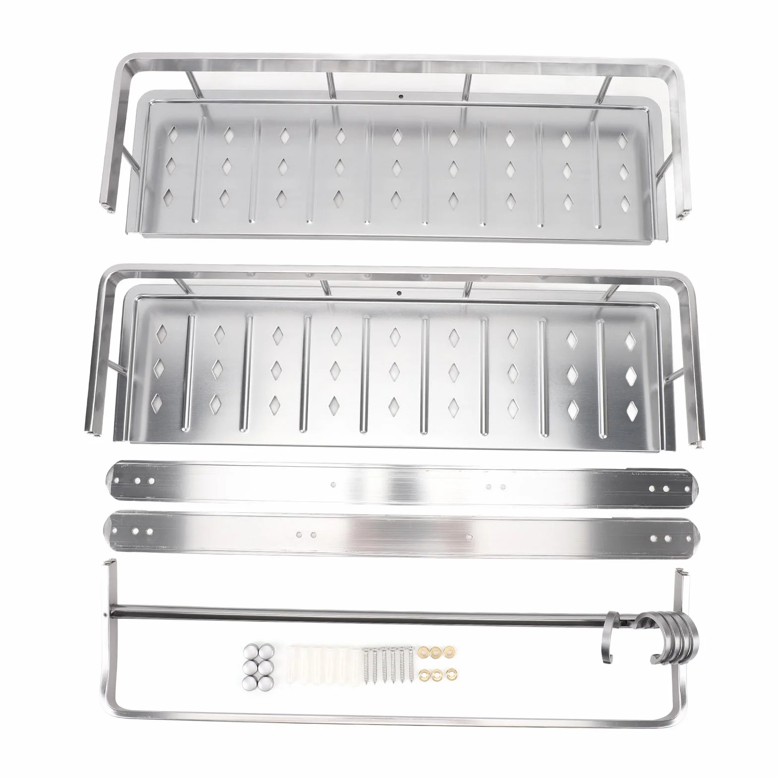 Organizador de Carrito de Ducha Estante de baño montado en la Pared de Acero Inoxidable con Barra para Toallas para organización de Almacenamiento de baño de Primera Calidad