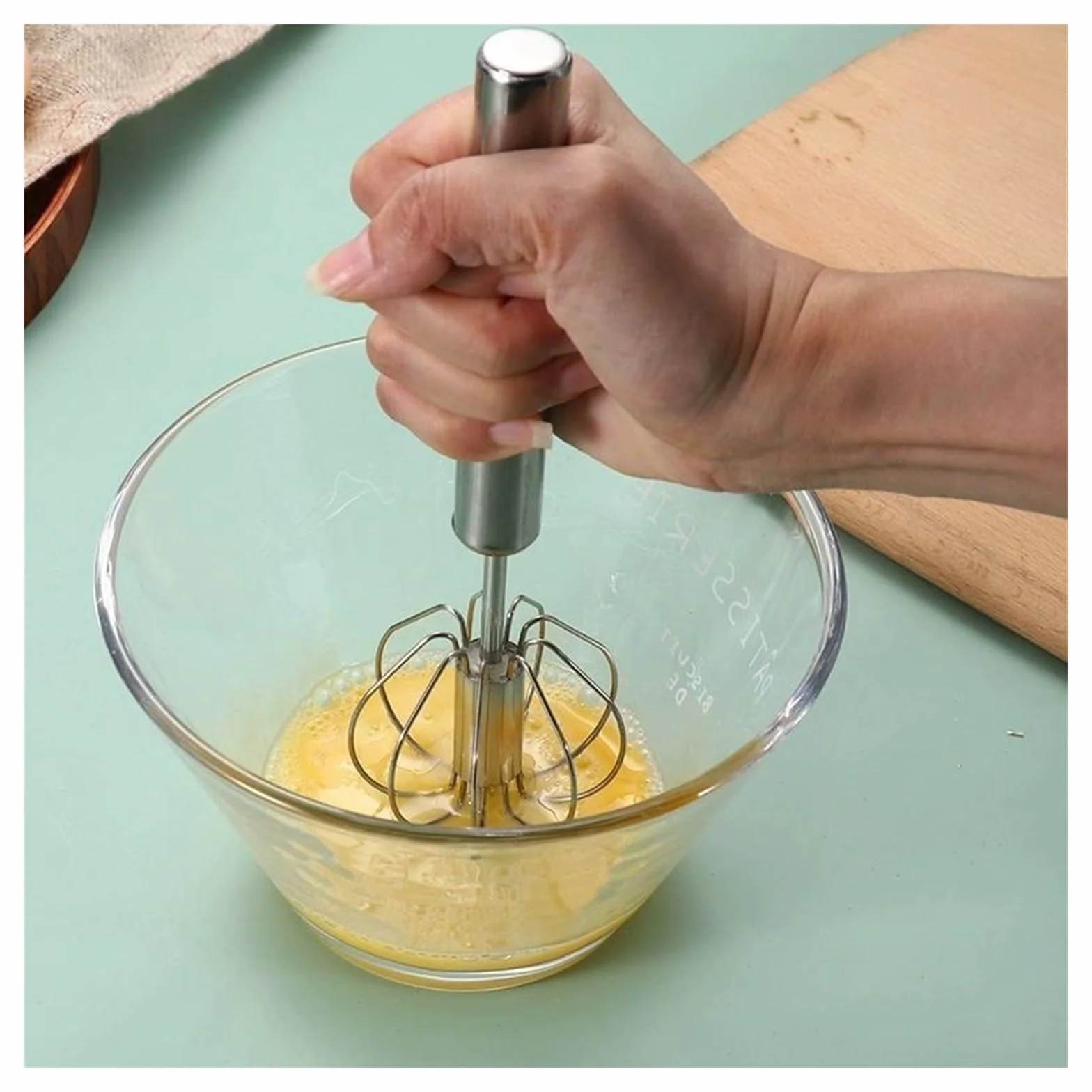 Batidora manual de huevos acero inoxidable for batir y mezclar crema sin esfuerzo(12inch)
