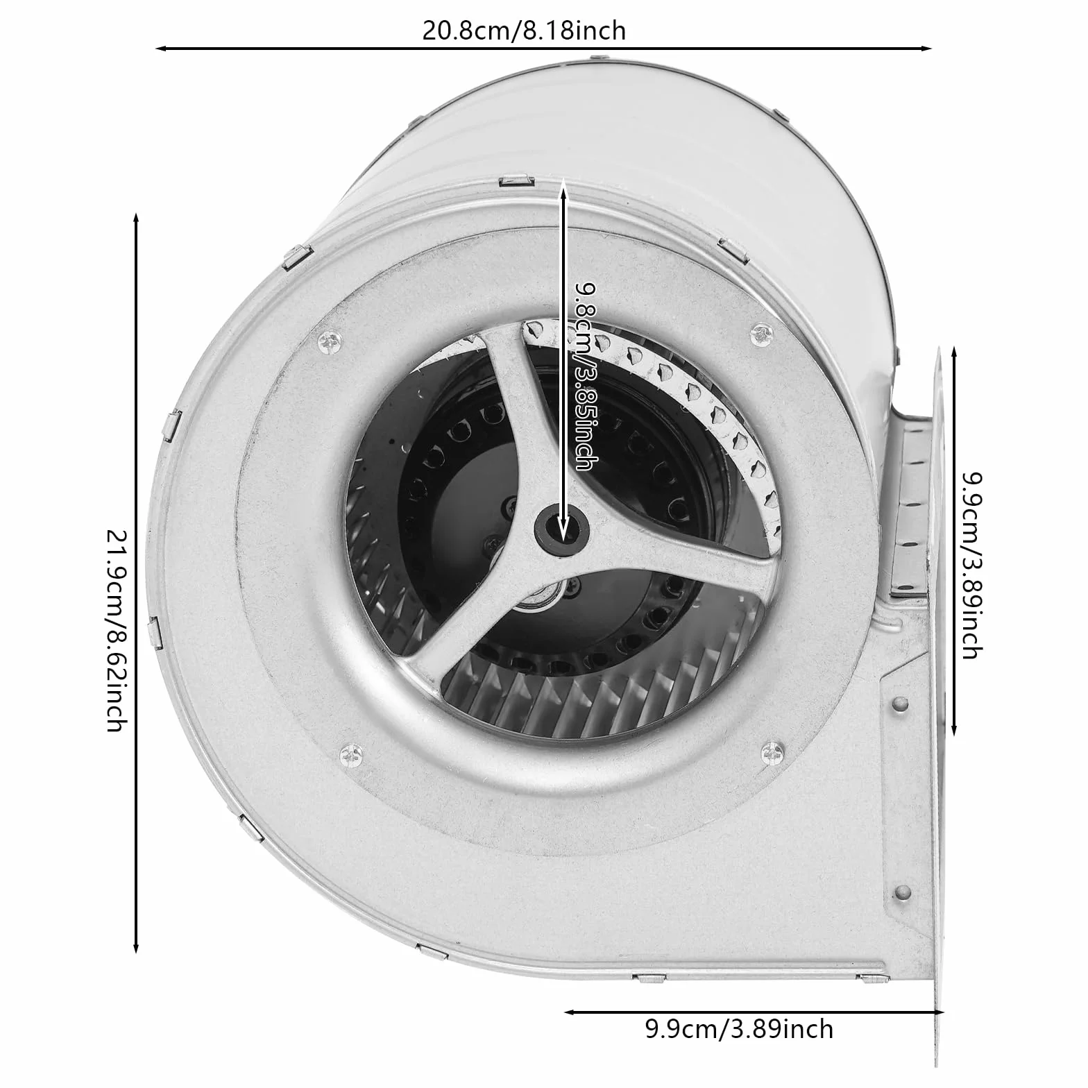 Ventilador centrífugo de 150 W, flujo de aire de 840 m³/h, presión de viento de 55 kPa, ventilador centrífugo de doble entrada con 60 dB para ventilación/refrigeración/eliminación de polvo en