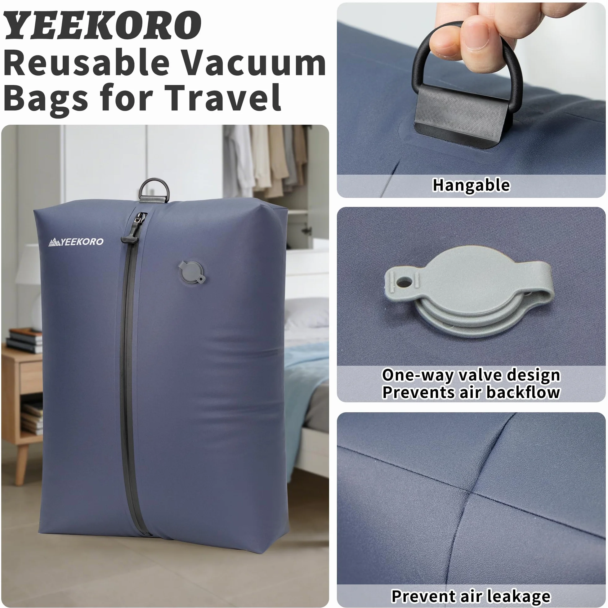 Bolsa de vacío para viajes, bolsas de compresión al vacío profesionales, IPX8, impermeables, reutilizables, antidesgarros, ahorran espacio, bolsas de almacenamiento al vacío con bomba para