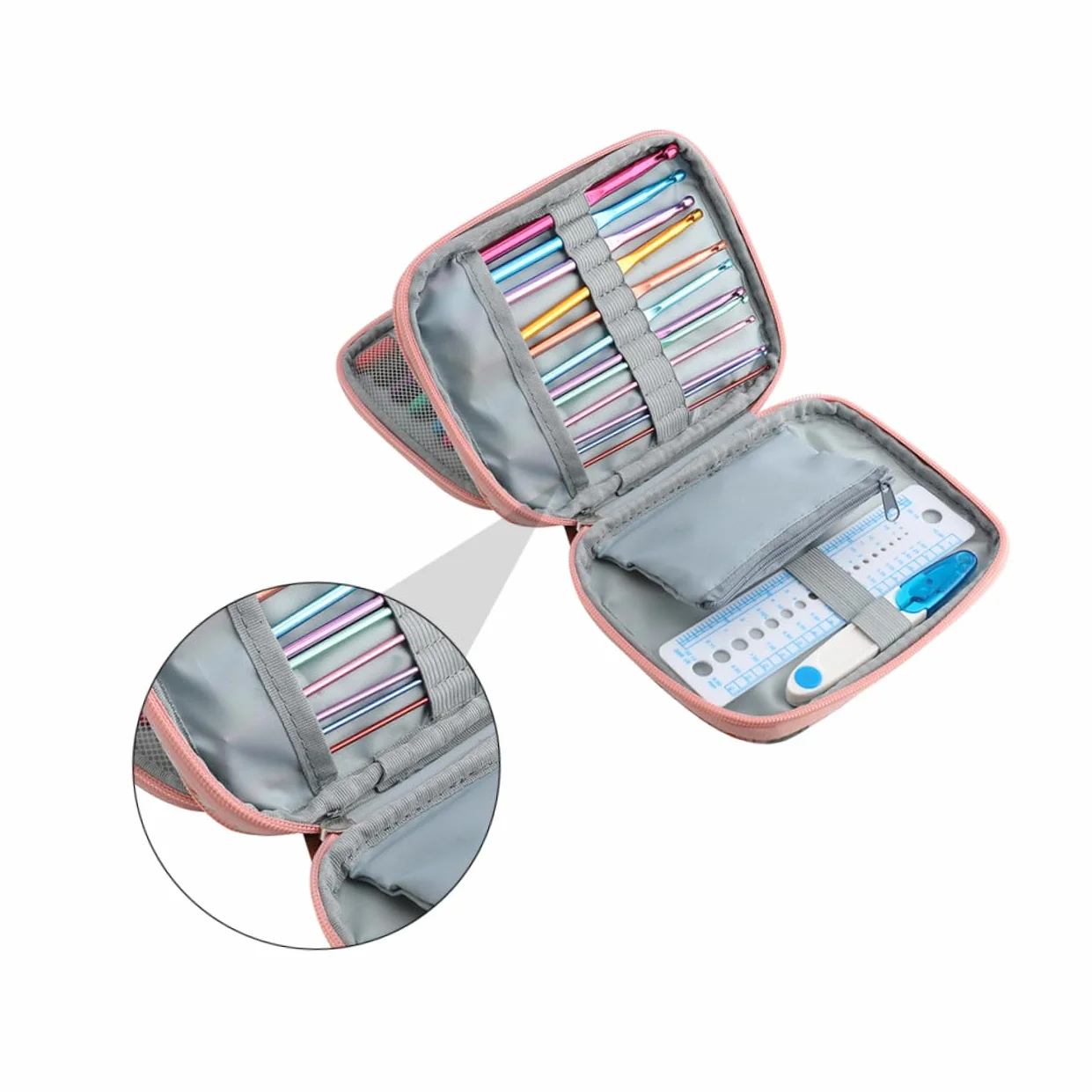 STOBOK Kit Ganchillos Crochet 30 Agujas Herramientas Para Tejer Con Hebillas y Agujas De Diferentes Tamaños