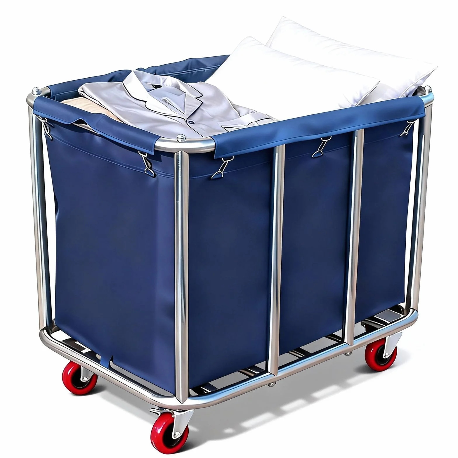 Carrito Lavandería Grande, Cesto de Lavandería de Acero Inoxidable con Ruedas Extraíble Resistente al Agua y al óxido para Uso Comercial para Hotel Lavandería Capacidad 120Kg 400L 90 x 65 x 81cm