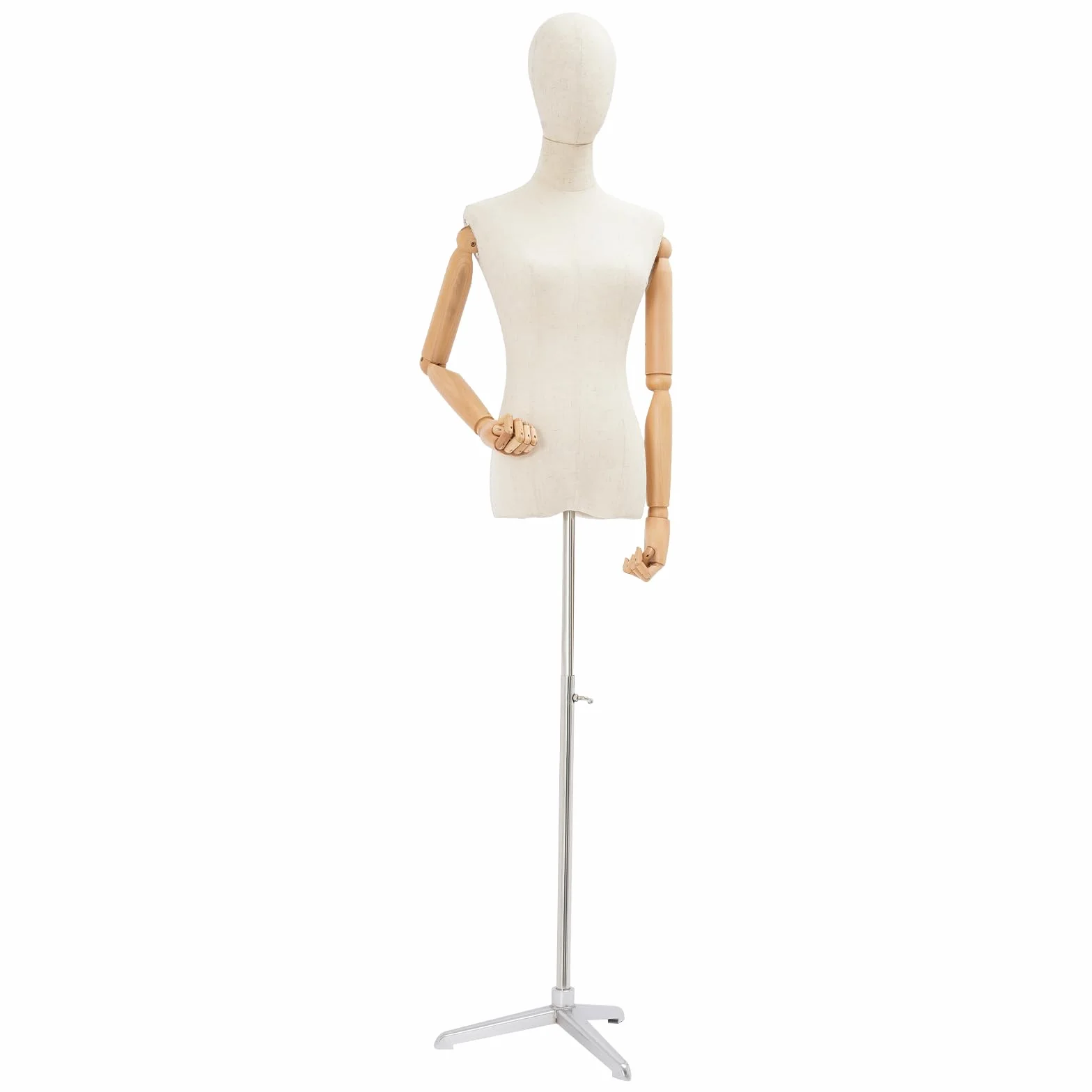 Maniquí premium femenino ajustable 65-120 cm maniquí de costura con cabeza giratoria, manos de madera, base estable, maniquí desmontable, maniquí torso para boutiques, tiendas, escaparates
