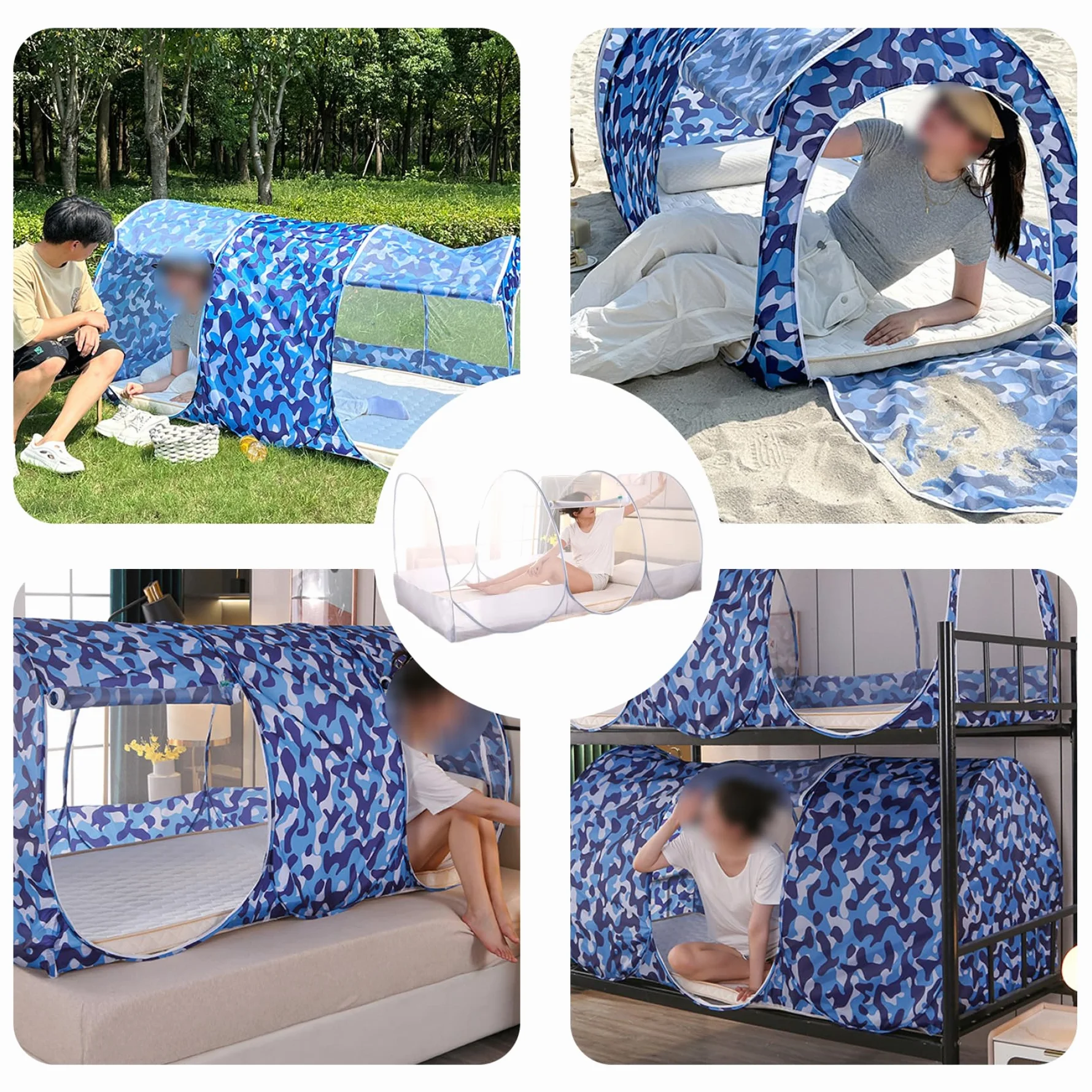 Neta de Mosquitos para la Cama 75x35x35in Pop-Up Tienda de mosquitera Transpirable Plegable con Puerta de poliéster de la Puerta con Cremallera Tienda de Malla de poliéster para Acampar, Dormitorio