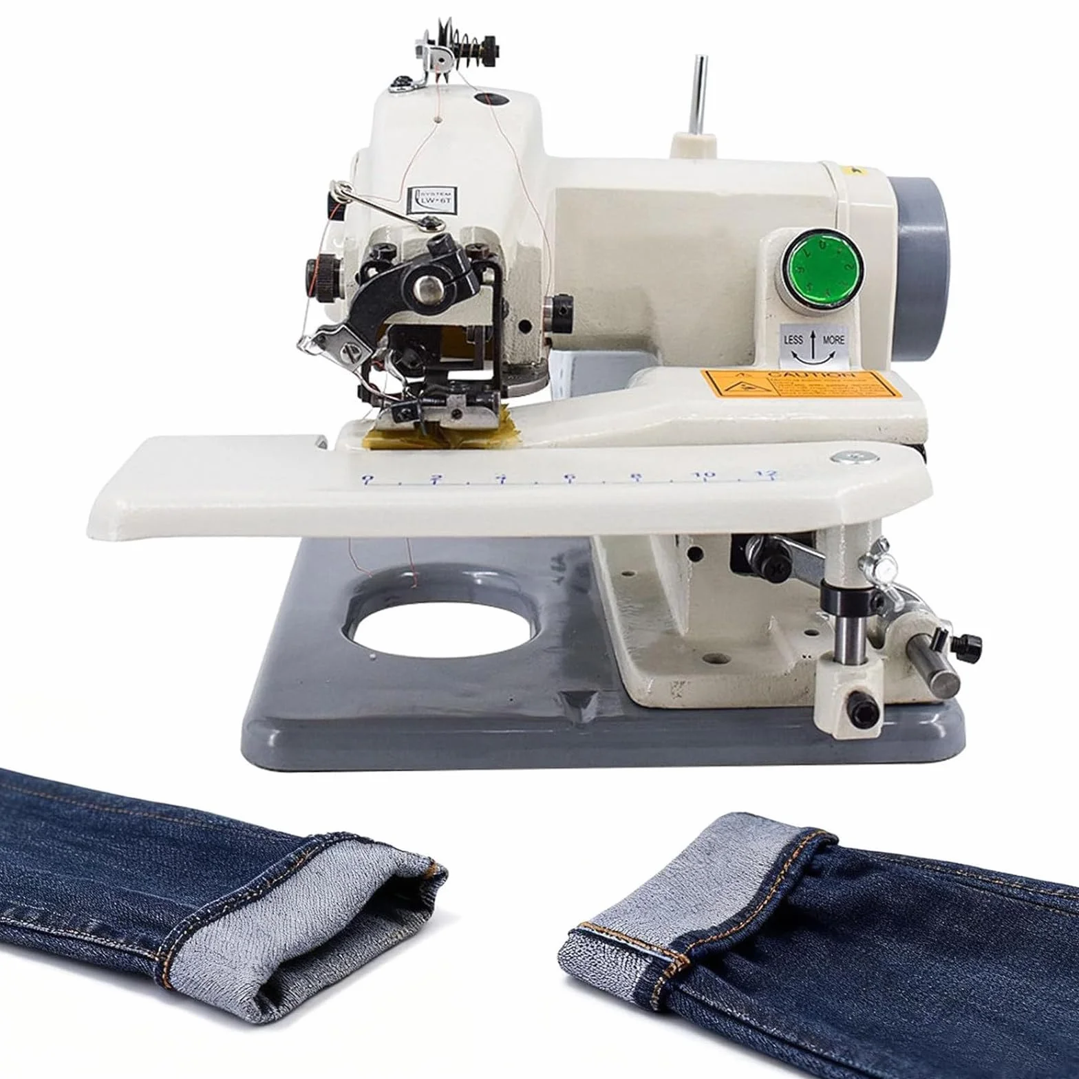 Máquina profesional de dobladillo de punto ciego portátil, máquina de coser y bordar, 1200 rpm, punto de cadena de hilo único, paso de aguja de 3-8 mm, pedal de pie incluido