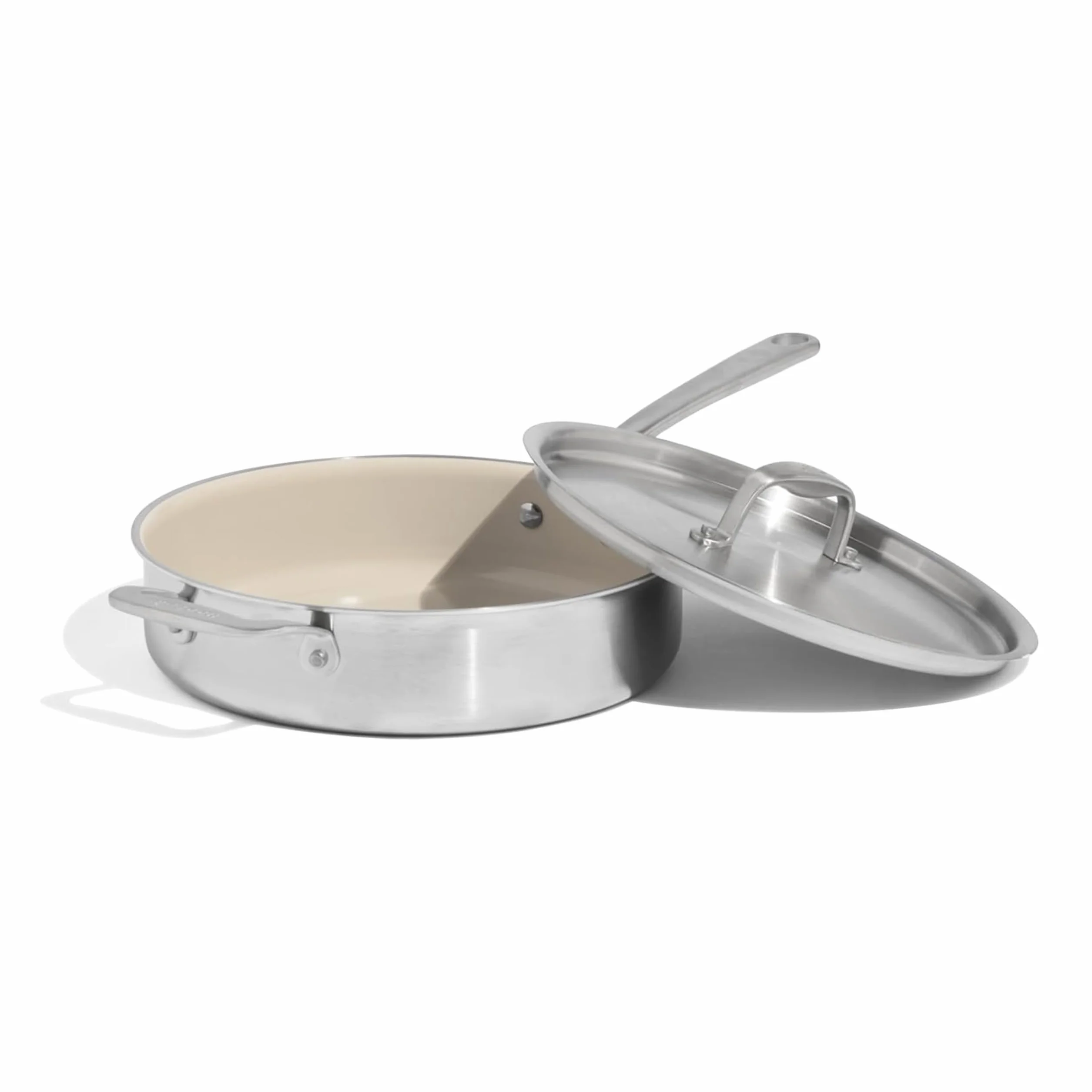 Made In Cookware - Sartén antiadherente de cerámica de 3.5 cuartos de galón con tapa, revestimiento de acero inoxidable de 5 capas, utensilios de cocina profesionales, fabricado en Italia, compatible