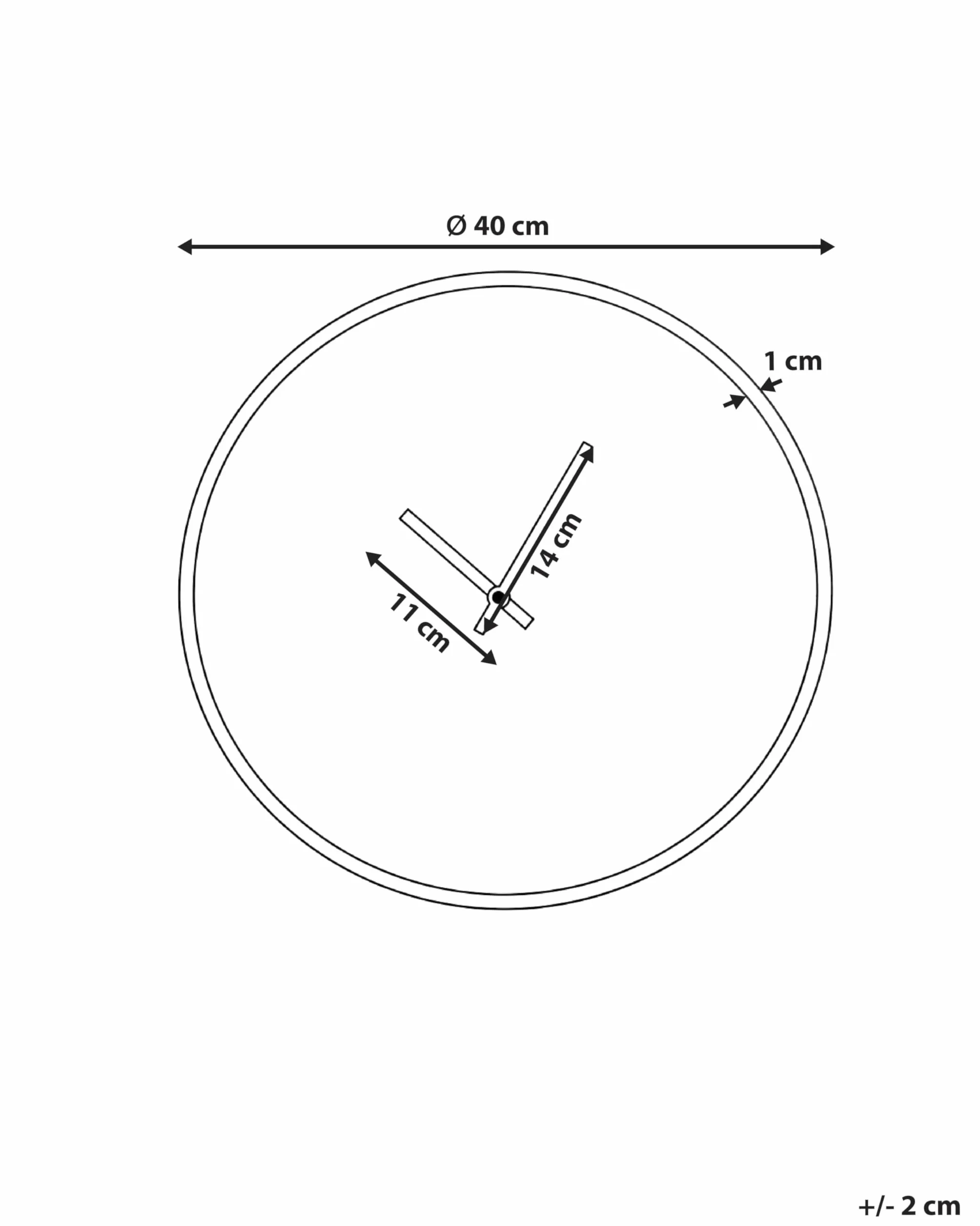 Beliani Reloj de Pared Moderno Industrial de Estilo Minimalista en Tono Dorado MDF Negro Mate Lucens