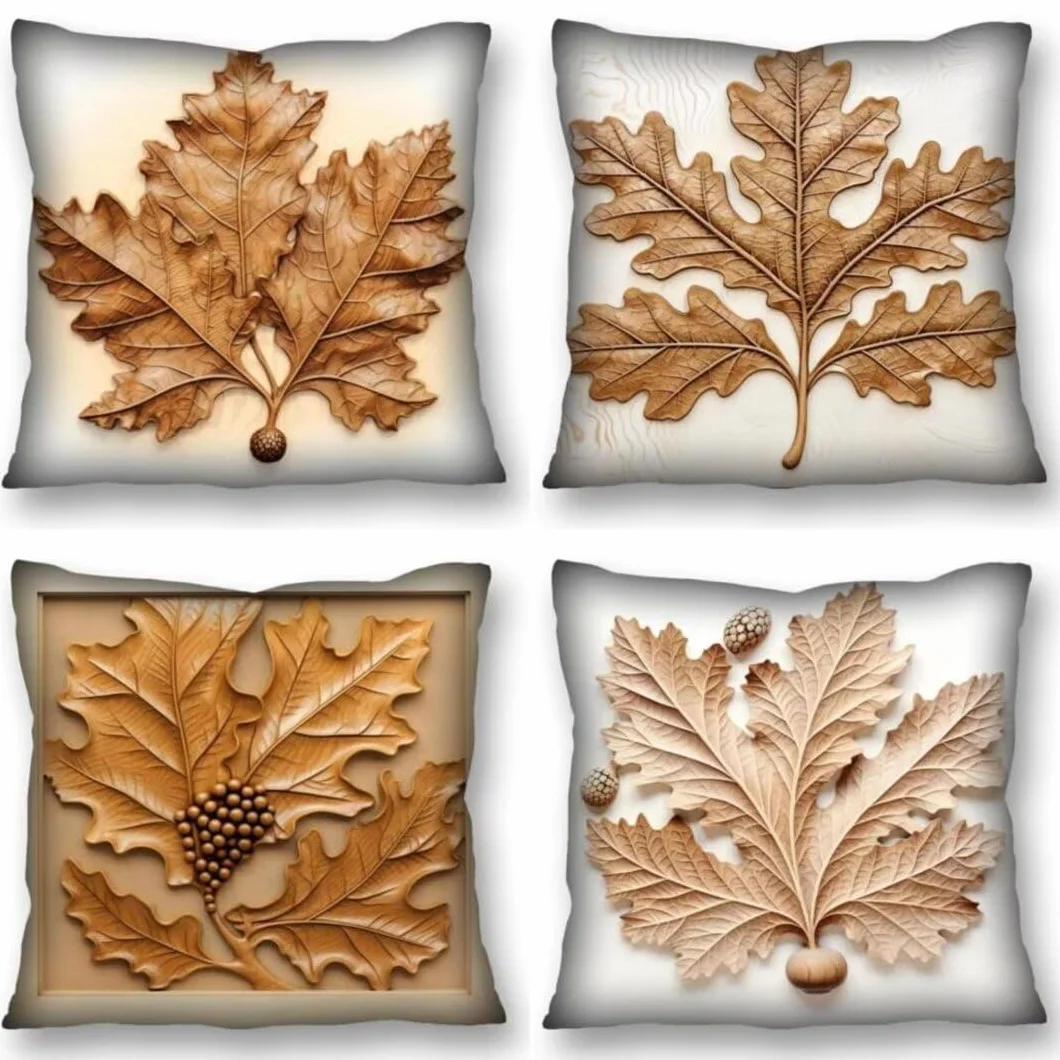 Juego de 4 Fundas de Cojines 70x70 cm Cojines otoño Hojas Funda Cojin Cuadrados de Lino Fundas Cojines Sofá Cojines Decorativos para Salón Sofá Dormitorio Coche Jardín Silla Decoración del Hogar