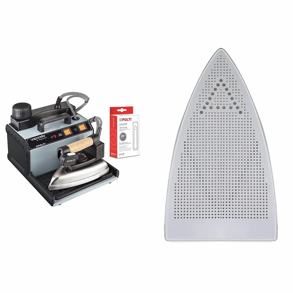 Polti Fi000032 Vaporella 2H Professional, Plancha De Vapor Con Caldera, Tapón De Seguridad + Plantilla Teflon Anti Brillos Vaporella Para Planchas Profesionales, Acero, Plata