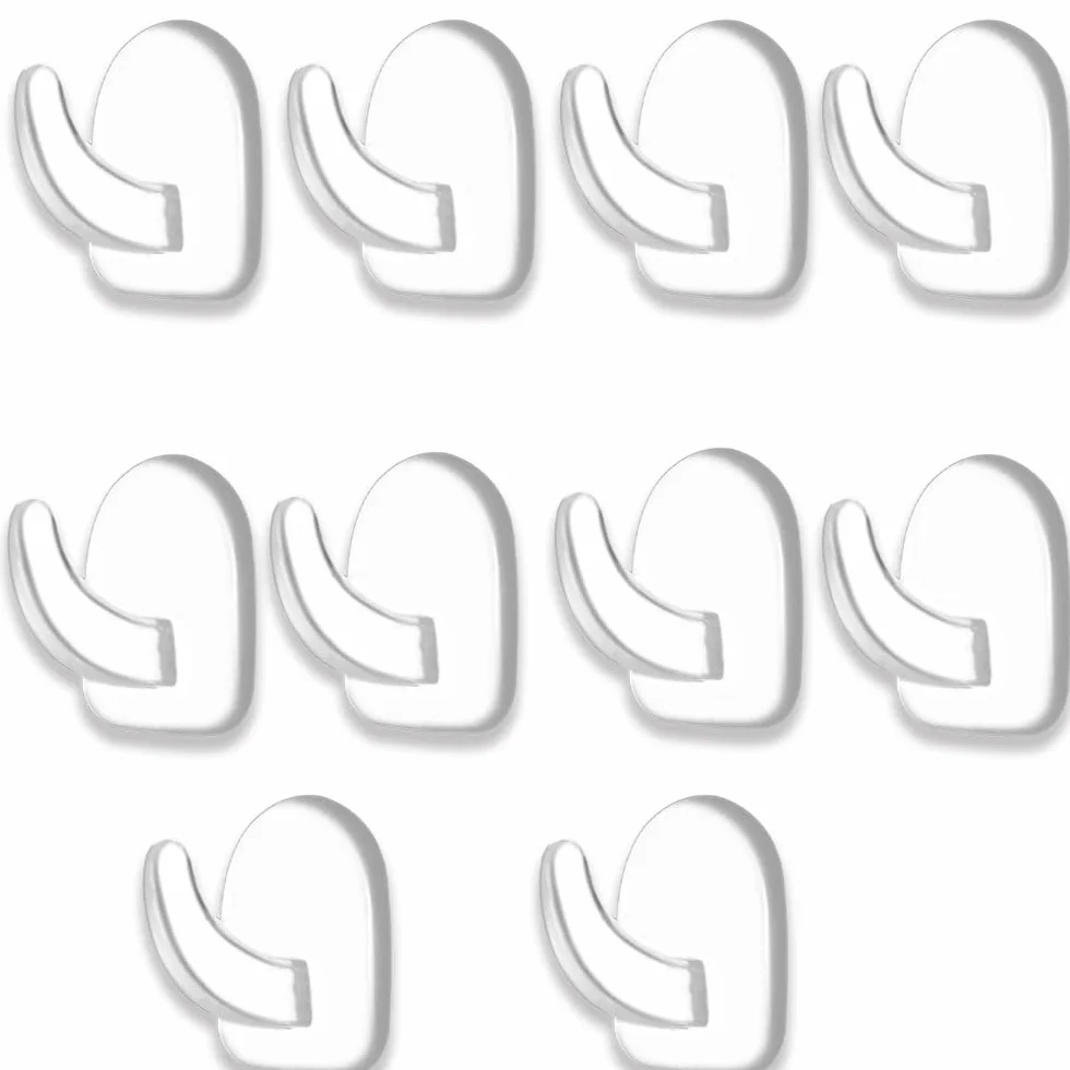 Sufune 10 Adhesive Wall Hooks Transparent Reusable Seamless Hooks for Kitchen
