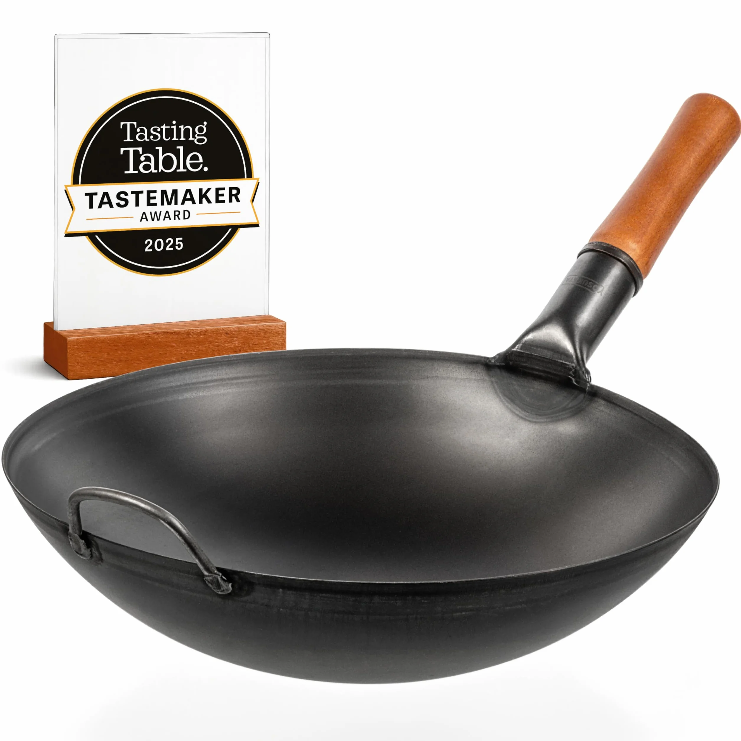 YOSUKATA Wok de acero al carbono de 14 pulgadas con fondo redondo – Wok Pow pre-sazonado para freír – Sartén tradicional china japonesa de acero negro – Utensilios de cocina al aire libre para estufas