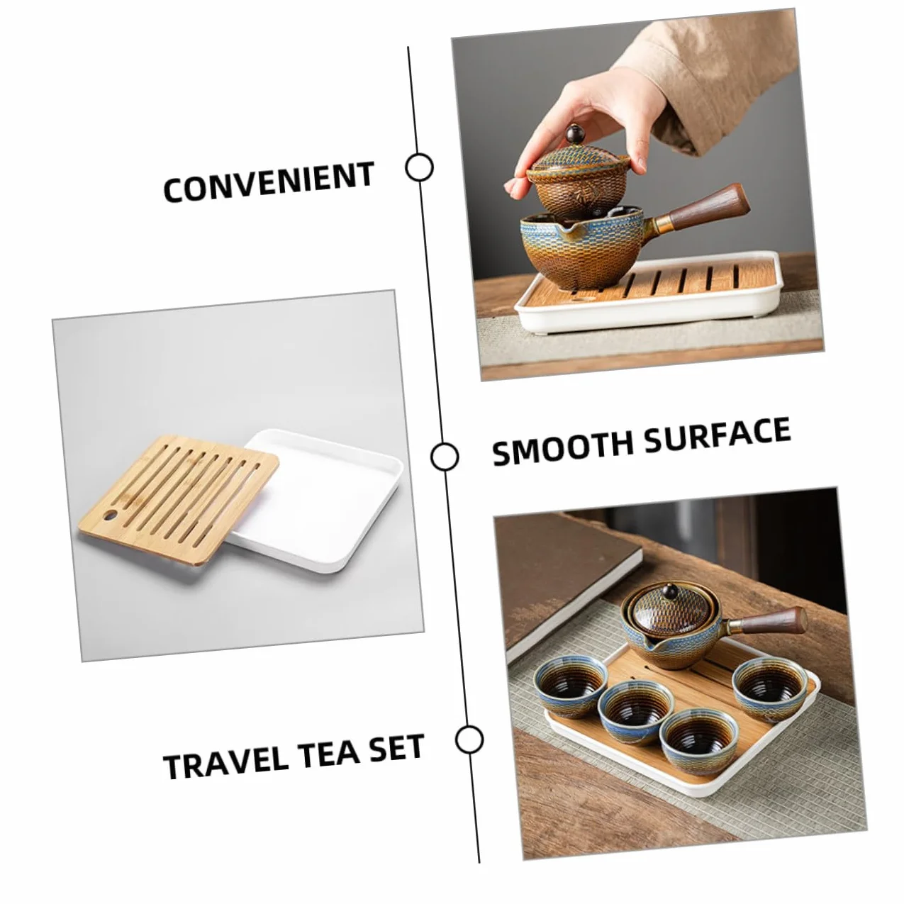ULTECHNOVO Juego de Té y Tetera Automática Portátil Diseño Elegante de Cerámica Kit Práctico para Viaje, Adecuado para Hogar y Oficina para Aficionados al Té