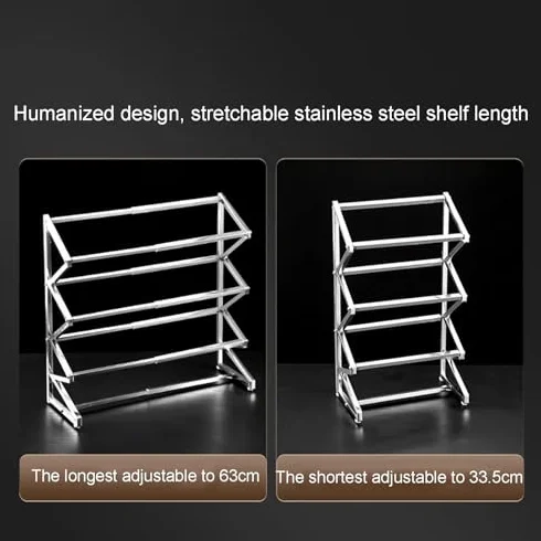 Estante de almacenamiento de cocina expandible con estante, organizador versátil para condimentos, especias y dispensación de alimentos, ideal para bufés de cocina y espacios limitados