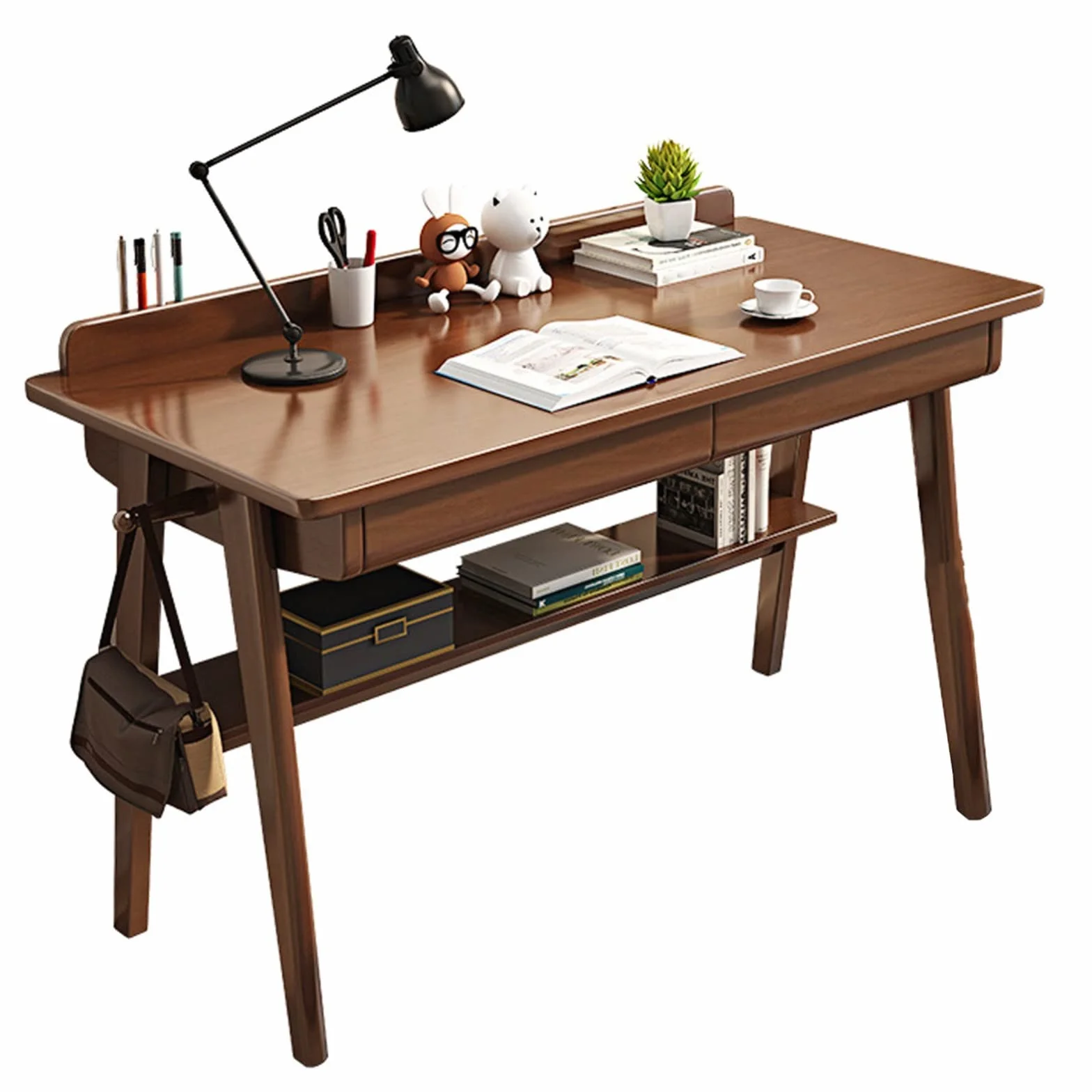 SDdPulse Escritorio de madera maciza, escritorio simple de madera para computadora con cajón, escritorio moderno y duradero para escuela, familia o sala de estudio. Una silla, 140 cm, B-120 cm