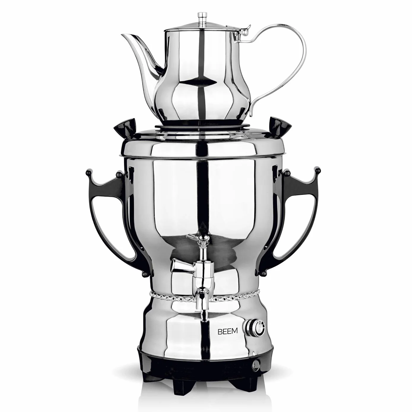 BEEM SAMOWAR 2030-3 l | Tea maker elettrico 2.200 W | Acciaio inox, contenitore per acqua da 3 litri, teiera da 1 litro | Adatta per uso privato, alberghiero, gastronomico