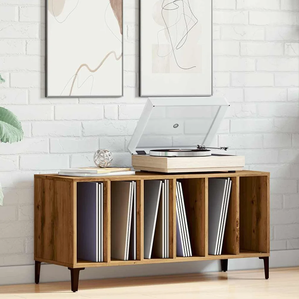 vidaXL Mueble para Discos Madera ingeniería Roble Artisan 100x38x48 cm, Armario de almacenaje de Discos, Mueble para Discos de Vinilo, aparador