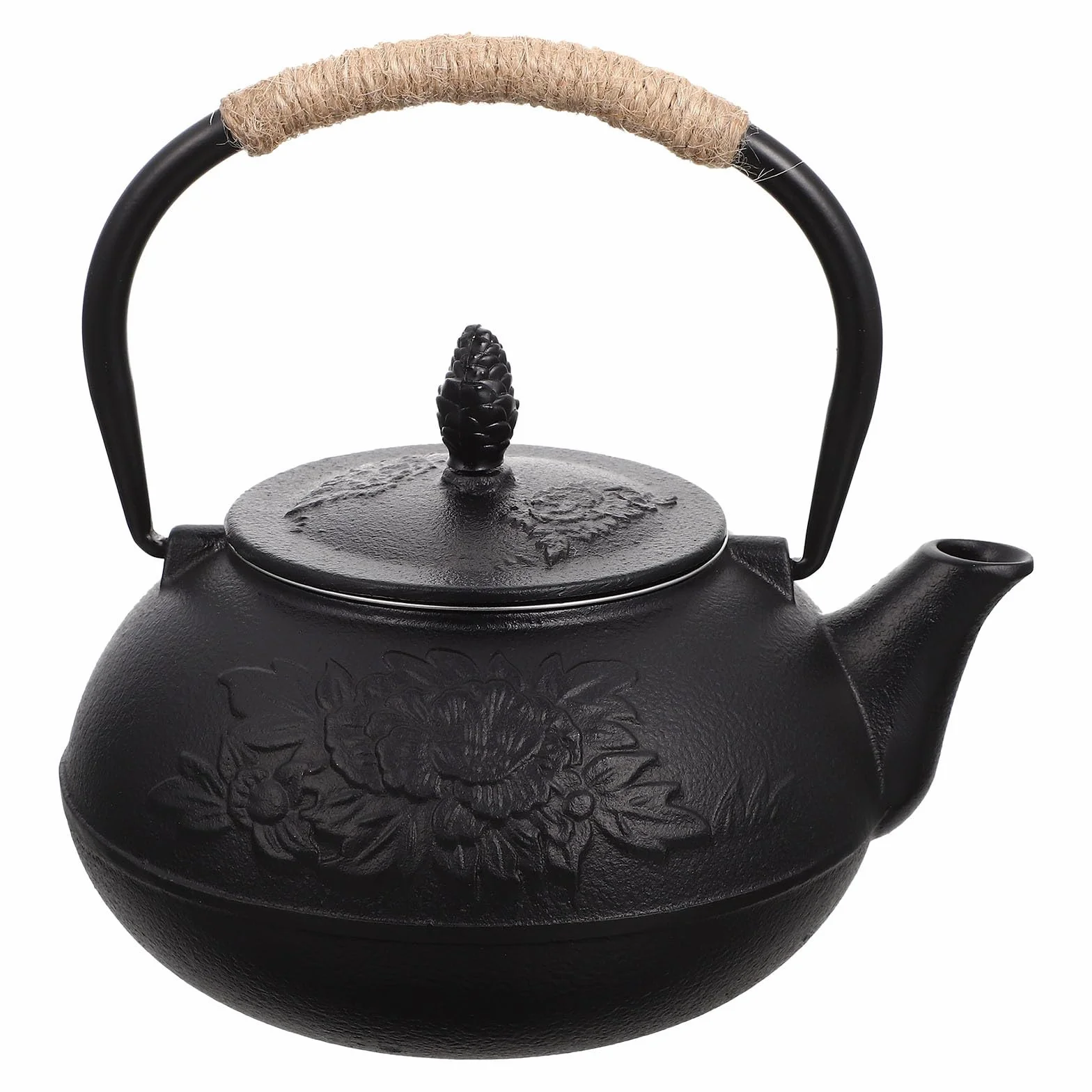 Tetera de Hierro Fundido 900ml Negro para Calentar Agua | Tapa Incluida, Portátil y Ligera, para Preparar Té o Sopa Instantánea, Acabado de Excelente Workmanship
