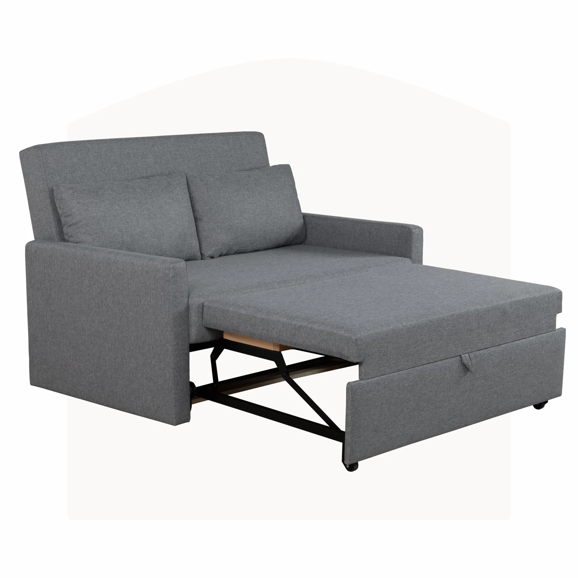 Sofá Cama 2 Plazas, Sillón Cama Plegable Convertible, Sofa Bed Double Matrimonio 132 cm, Extraíble y Extensible, Dos Plazas, Máxima Comodidad, Moderno y para Espacios Reducidos