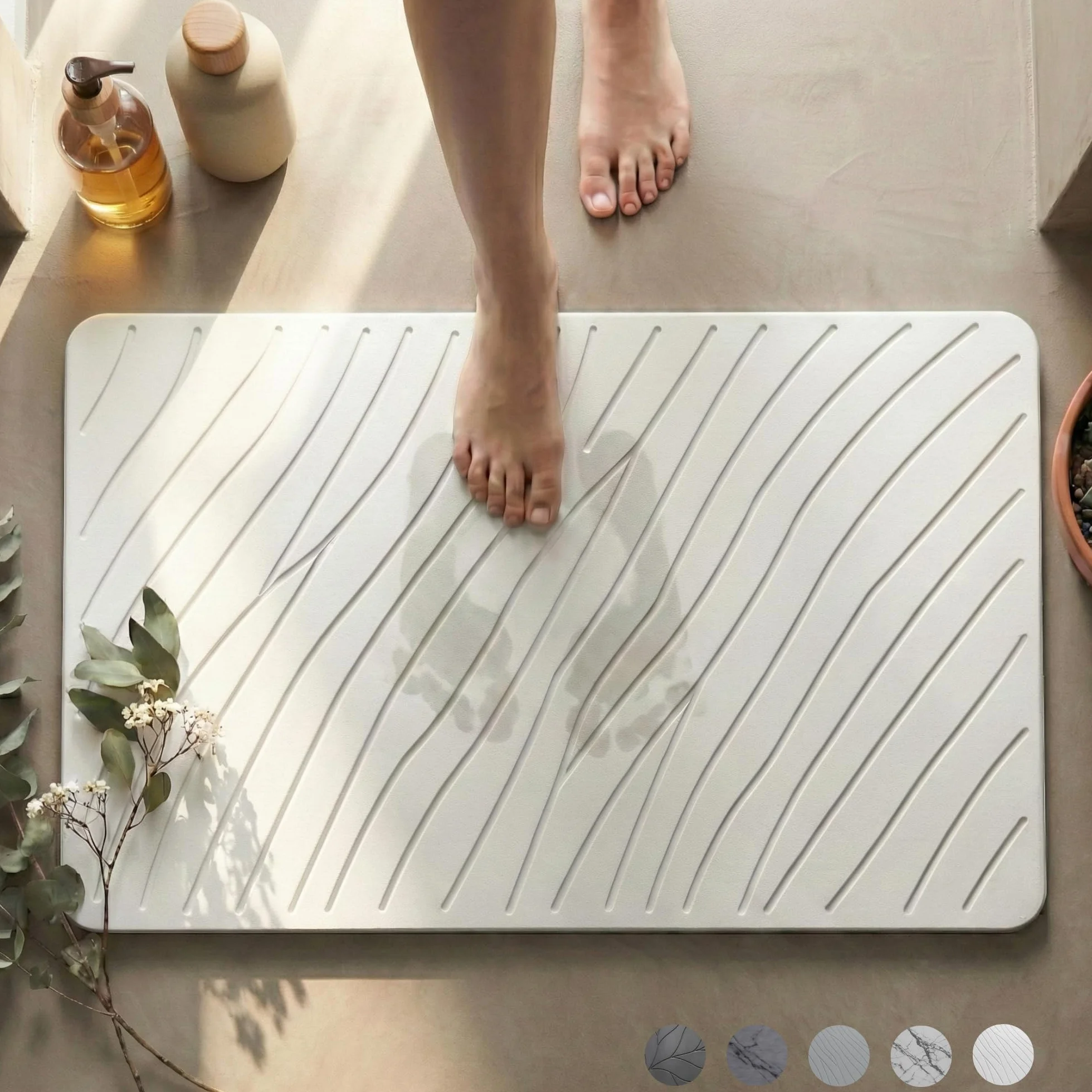 Kivva Alfombrilla Diatomita 60x40 Antideslizante Antibacteriana Baño Secado Rápido