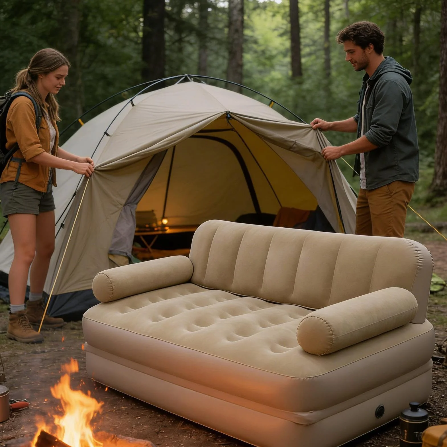 Sofá Hinchable para Camping, con válvula a Prueba de Fugas, sofá de Aire portátil Plegable | Viajes al Aire Libre Playa Senderismo para Viajes al Aire Libre en la Playa