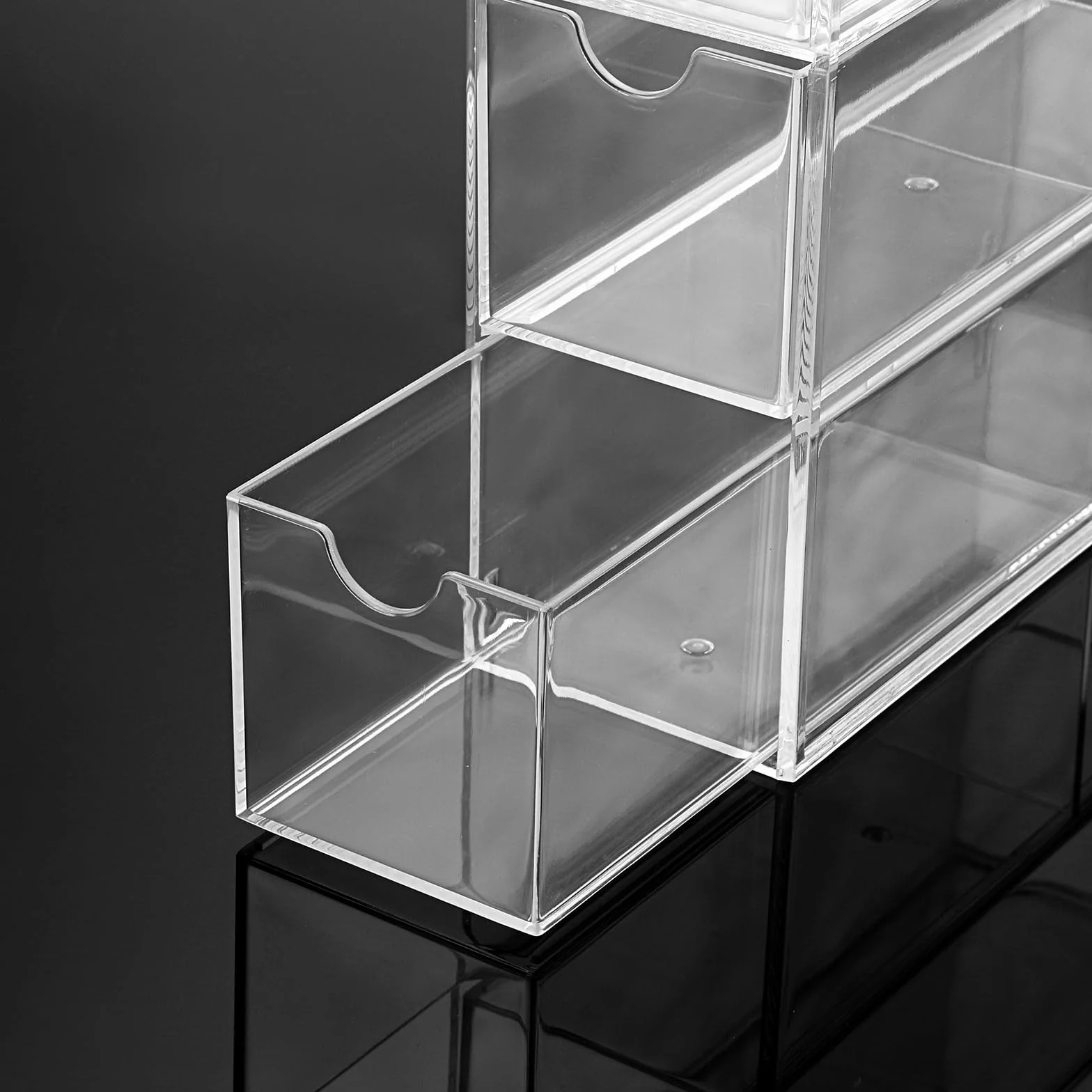 IGNPION Caja de Almacenamiento de Café Acrílico 4 Cajones Transparente para Cápsulas de Café con Tapa
