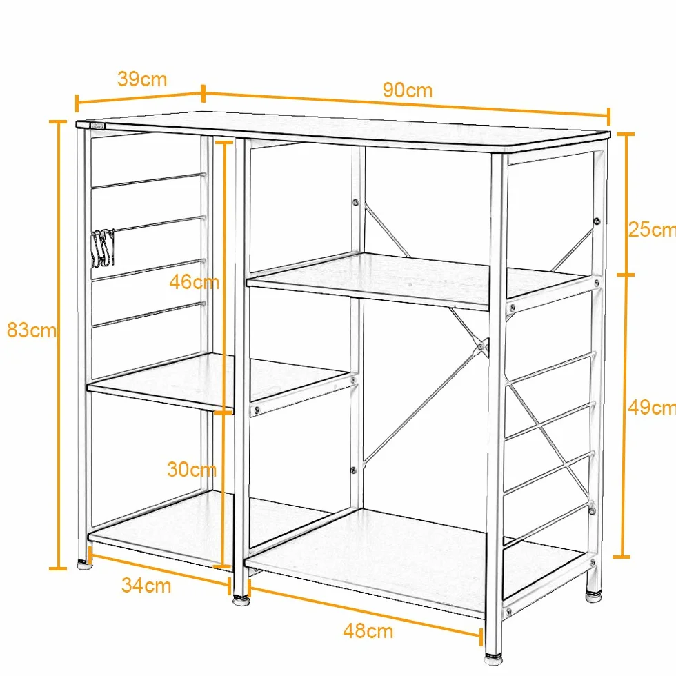 DlandHome Soporte para Carrito de microondas, Almacenamiento Cocina de 3 Niveles + 3 Niveles para Estante de panadería y Especias, Estante Organizador de estación, básico y de Arce