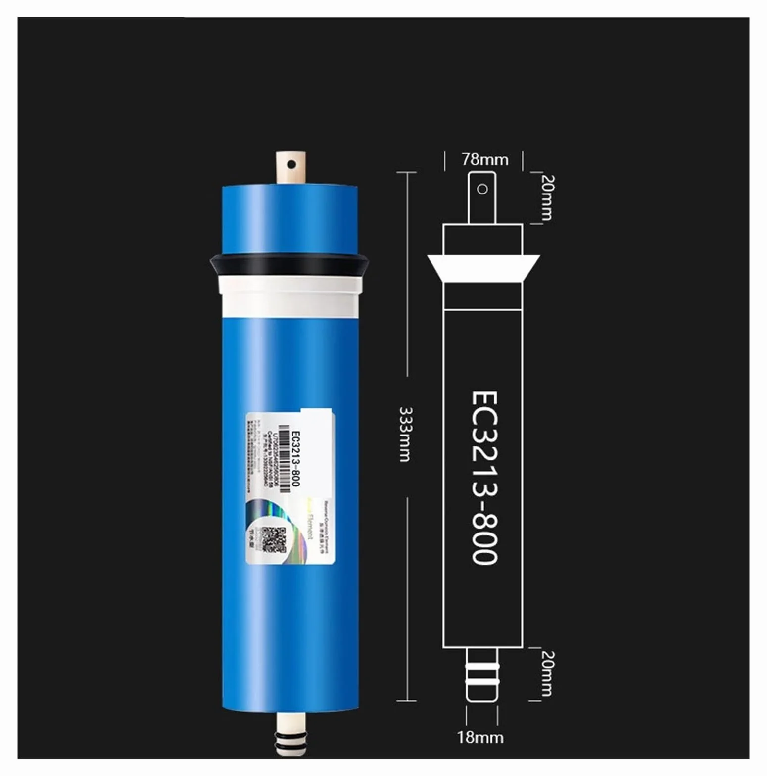 Membrana de ósmosis inversa RO Purificador agua for el hogar Cocina Reemplazo filtro membrana Para debajo del fregadero(3213-800)