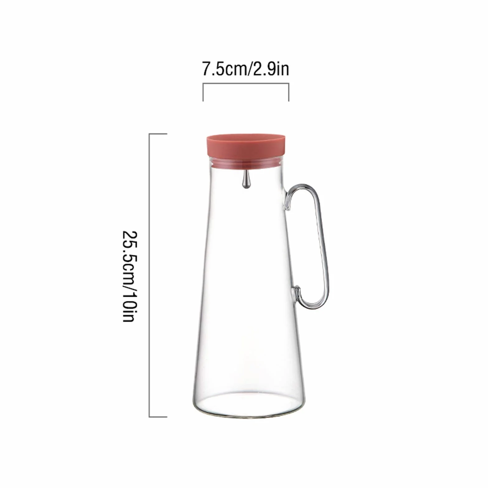Jarra Jarra de Vidrio de Gran Capacidad con Tapa de Silicona Tetera de Vidrio Resistente al Calor Práctica Tapa de Filtro de Acero Inoxidable Tamaño Ajustable Jarra de Agua fría/Caliente (Color: