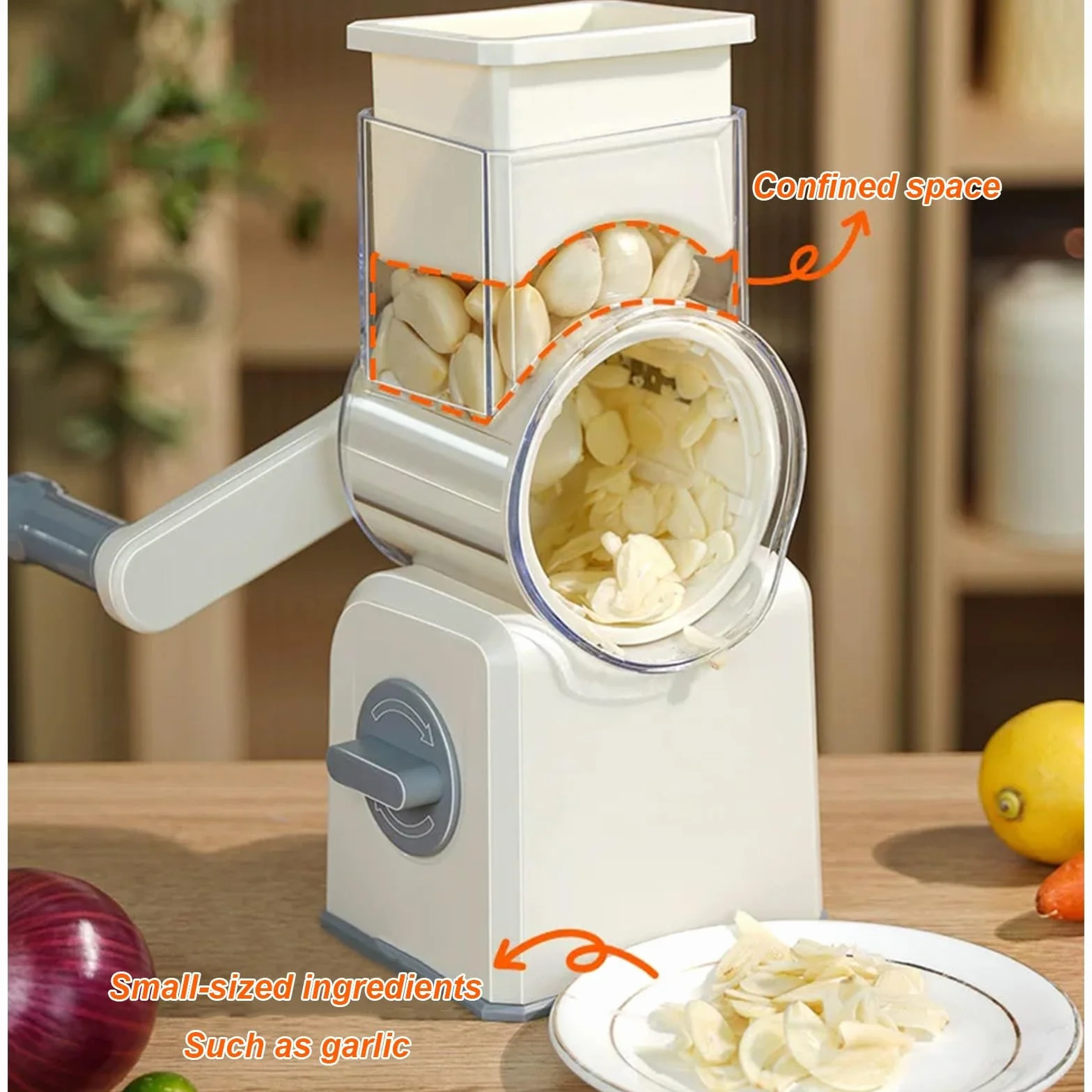 Mandolina de Cocina, Cortador Patatas y Verduras Manual, 10 Cuchillas Intercambiables, Salida Rápida de Filamento, Fácil Limpiar, Compartimento Almacenamiento Oculto