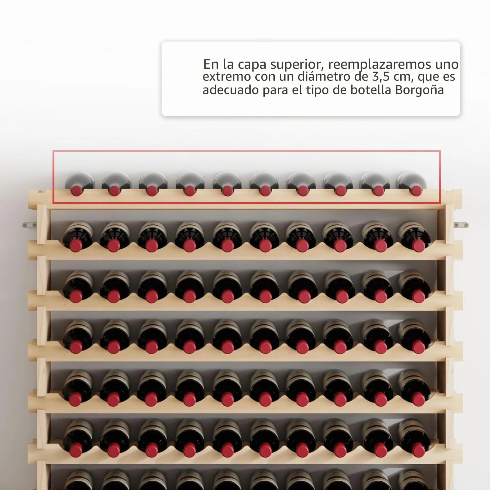 SogesHome Botellero apilable para Vino de 10 Niveles, Almacenamiento de Vino para 100 Botellas, Soporte para Botellas de Vino de Madera