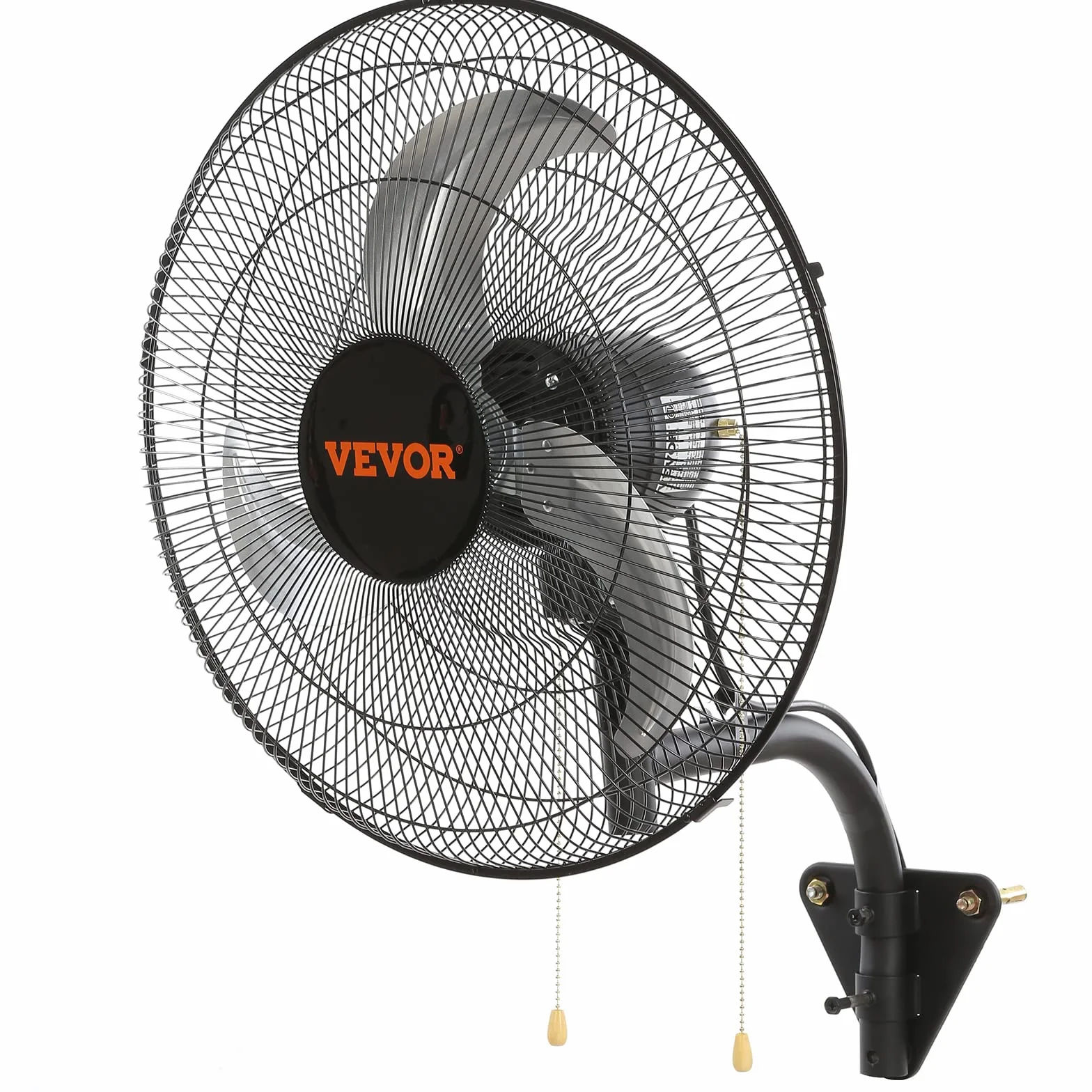 VEVOR Ventilador de Montaje en Pared, 44,45 cm, 3 Velocidades de Alta Velocidad Máx. Ventilador de Pared Industrial Oscilante de 4000 CFM, Comercial o Residencial para Almacén, Invernadero, Negro