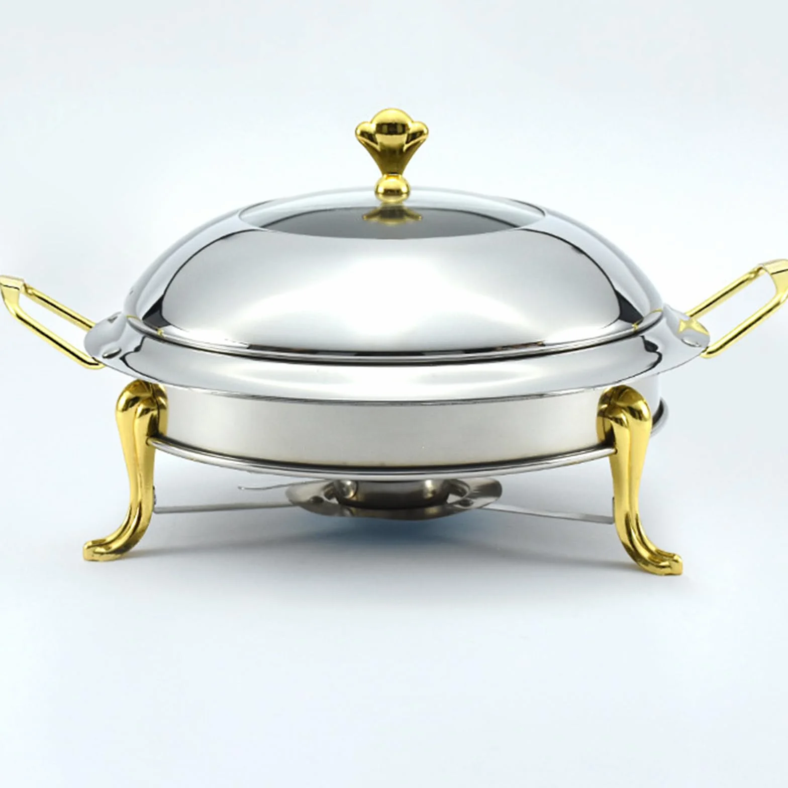 Juego de ollas Calientes para Calentar Buffet de Catering, Recipiente Calentador de Buffet de Acero Inoxidable y Olla de cocción Lenta, Bandeja calentadora de Buffet,(Size:22cm,Color:Oro)