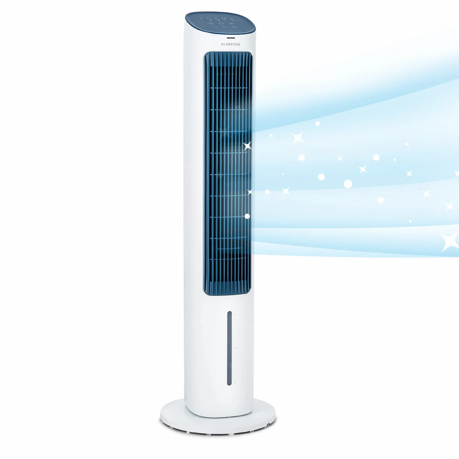 Klarstein Climatizador Portatil Frio 5 en 1 Ionizador, Mini Enfriador de Aire, Silencioso Modo Noche, Mando a Distancia, Humidificador, Ventilador, Purificador, Aparatos Aire 360m³/h, 50W, Blanco