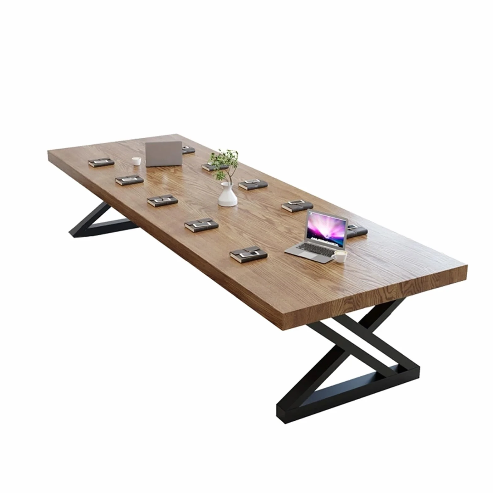 Mesa de conferencias de oficina grande, extra gruesa, marco de metal resistente, ideal para reuniones y entrenamiento, asientos de 4 a 8 personas, diseño moderno para espacios profesionales