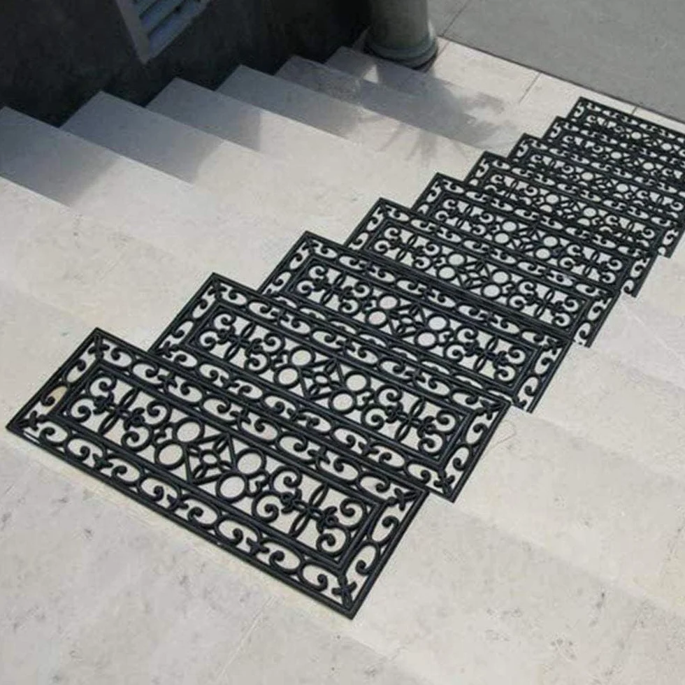 uyoyous Alfombrillas de goma para escaleras (paquete de 5) almohadillas de goma forjada para escalones de diseño antideslizante, alfombrillas protectoras de escalera para interiores y exteriores, 75 x