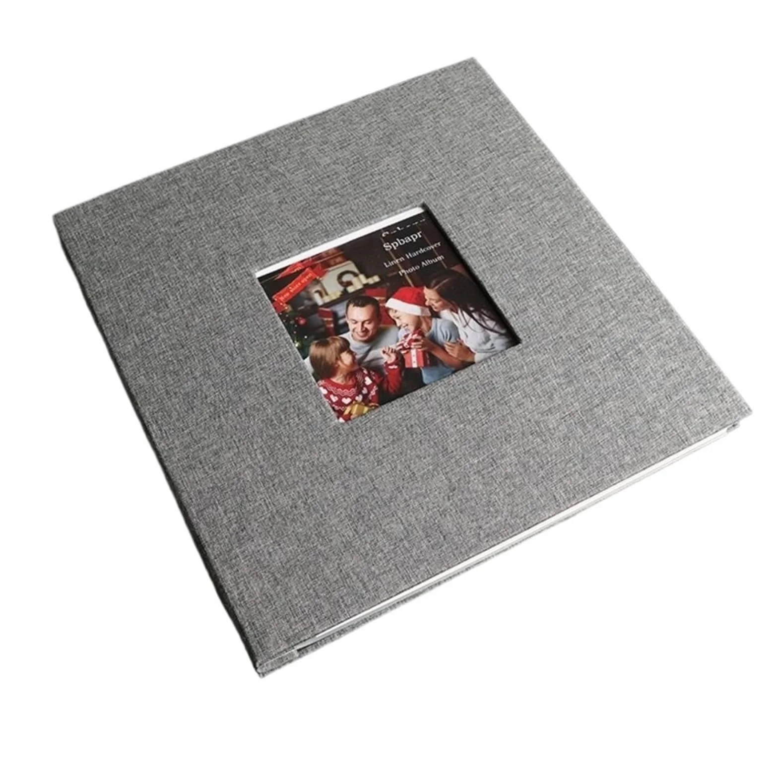 Estuche de almacenamiento imágenes lino, álbum familiar autoadhesivo DIY, recortes memoria conmemorativo 20 hojas Para Aniversarios(Gray-18inch)