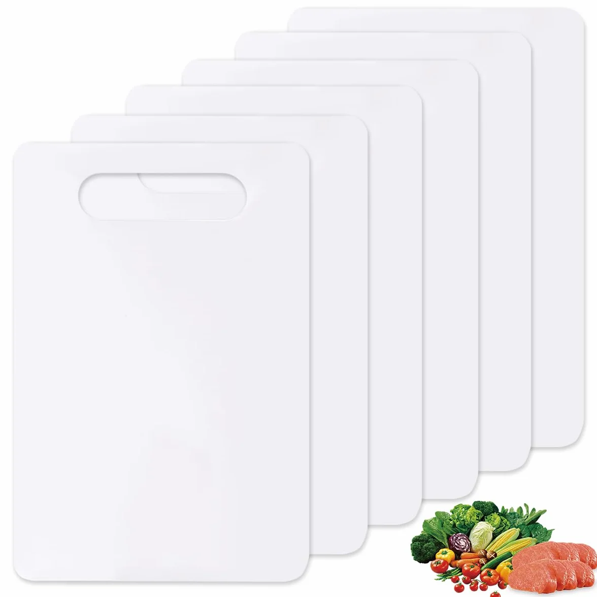 Tablas de Cortar Plástico 6 Piezas 29x19cm Antibacterianas Blanco Apta para Lavavajillas
