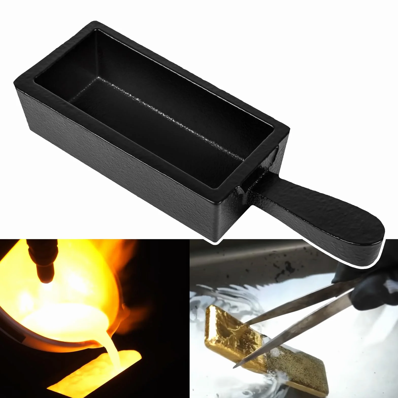 Molde de lingote de hierro fundido para lingotes de oro de 100 onzas, pan de hierro fundido, ideal para fundir, fundir, fundir, terminar oro, plata, cobre, aluminio, latón, metales preciosos