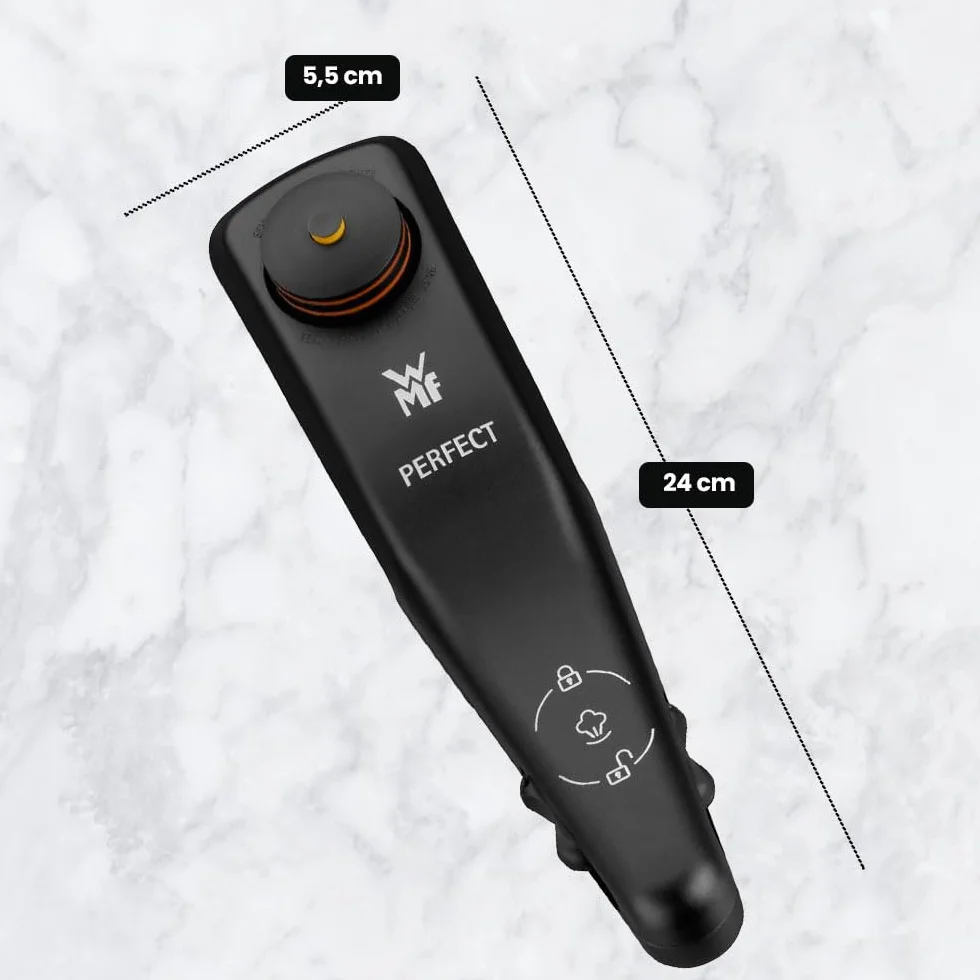 Anakel Home Repuesto de Mango para Tapa Olla Express Perfect 08.9180.6030 Compatible con Toda la Gama de Ollas WMF Perfect (desde 2003), Color Negro, Nueva Versión con Pin sobre Indicador de Presión