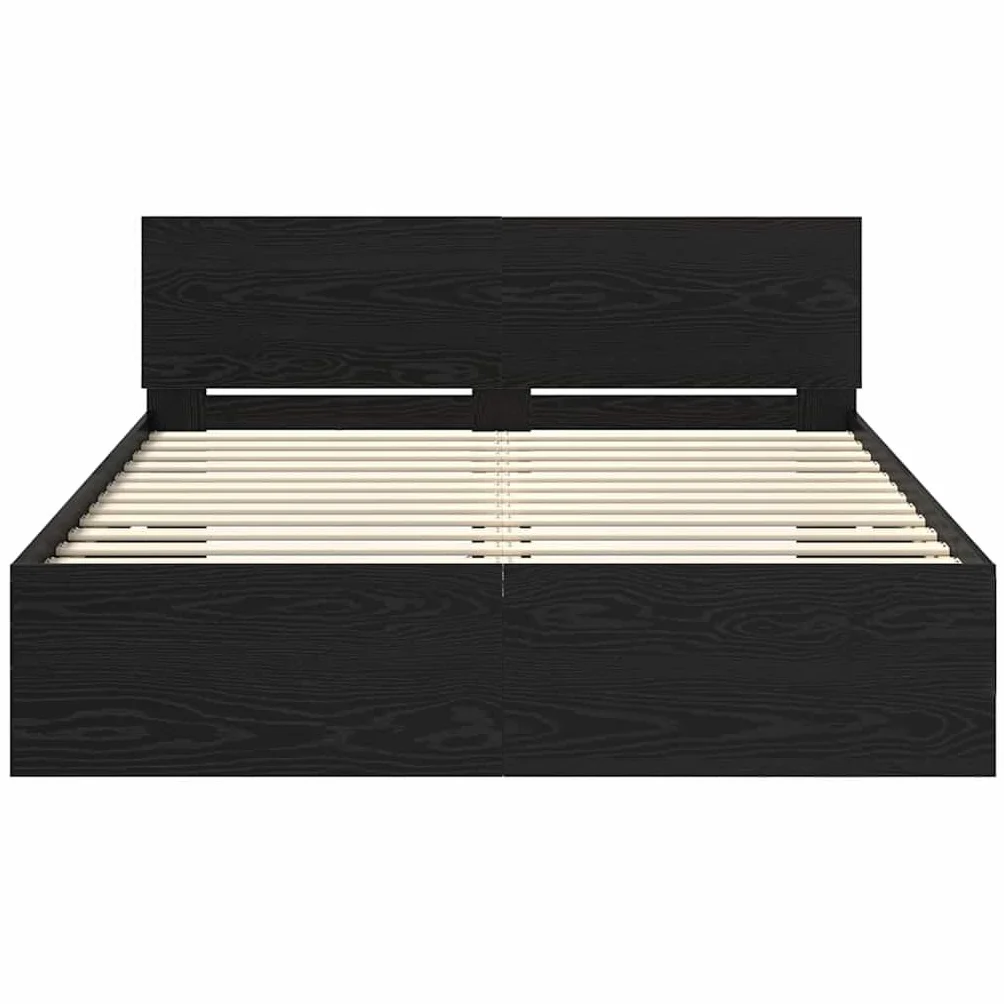 Estructura de cama LED de roble negro, 120 x 190 cm, con luces que cambian de color, diseño moderno y estable de madera para jóvenes y habitaciones de invitados
