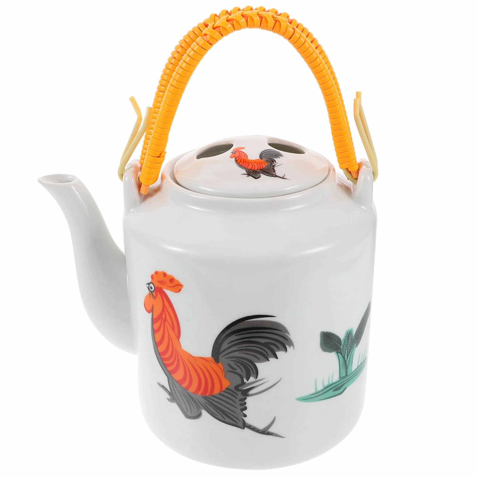 Tetera de Cerámica Retro con Asa, Color Claro para Hogar | Diseño Creativo y Único, Cómoda de Sujetar, Adecuada la Hora del Té de Tarde