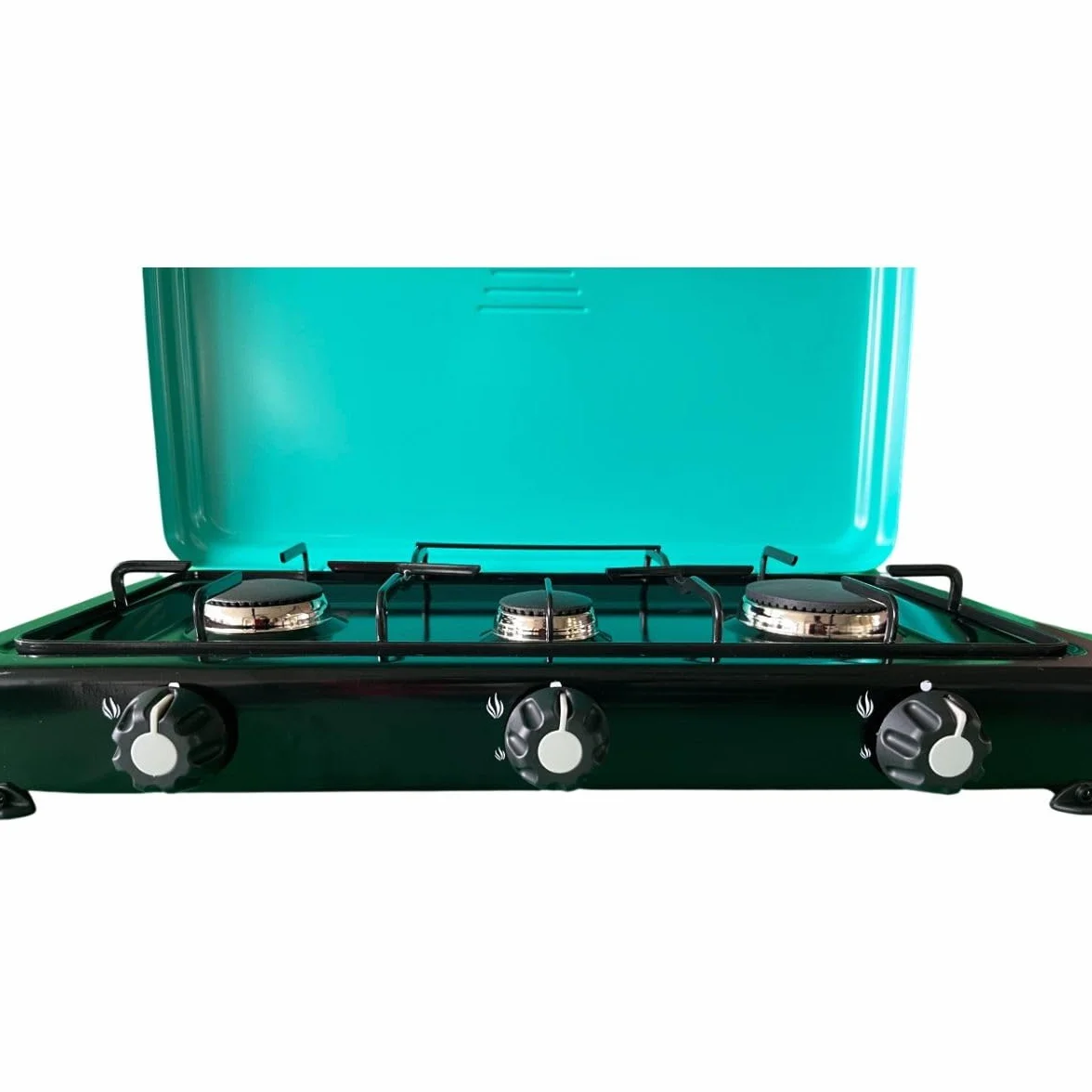 INTEC - Placa de cocina portátil de 3 fuegos 4100W con quemadores y parrilla de hierro fundido extraíbles. Quemador de gas butano o propano GOLD III INTEC