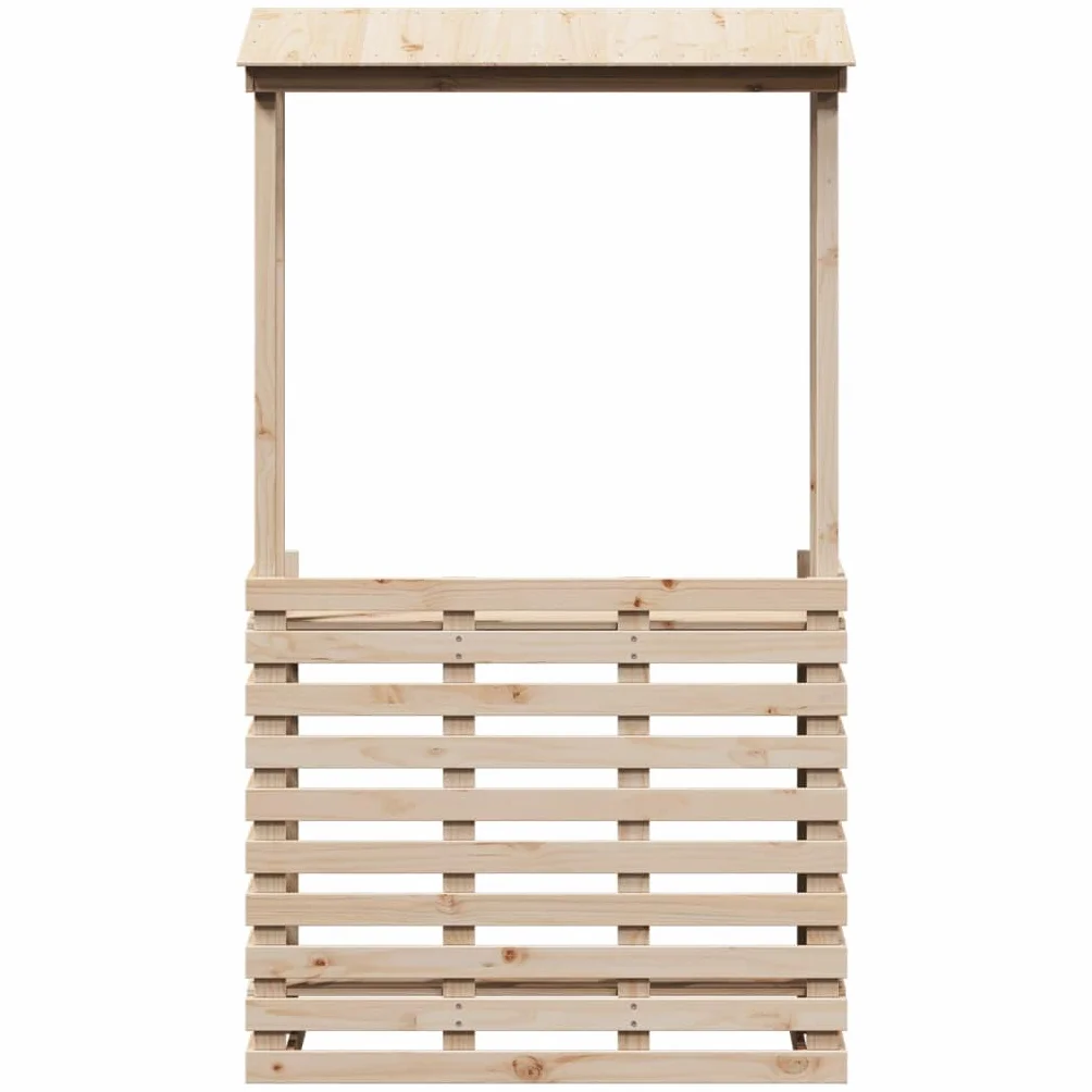 vidaXL Mesa de Bar de Jardín con Techo, Mesita de Barra de Pub, Estante de Almacenamiento, Mueble para Balcón Patio Terraza, Madera Maciza