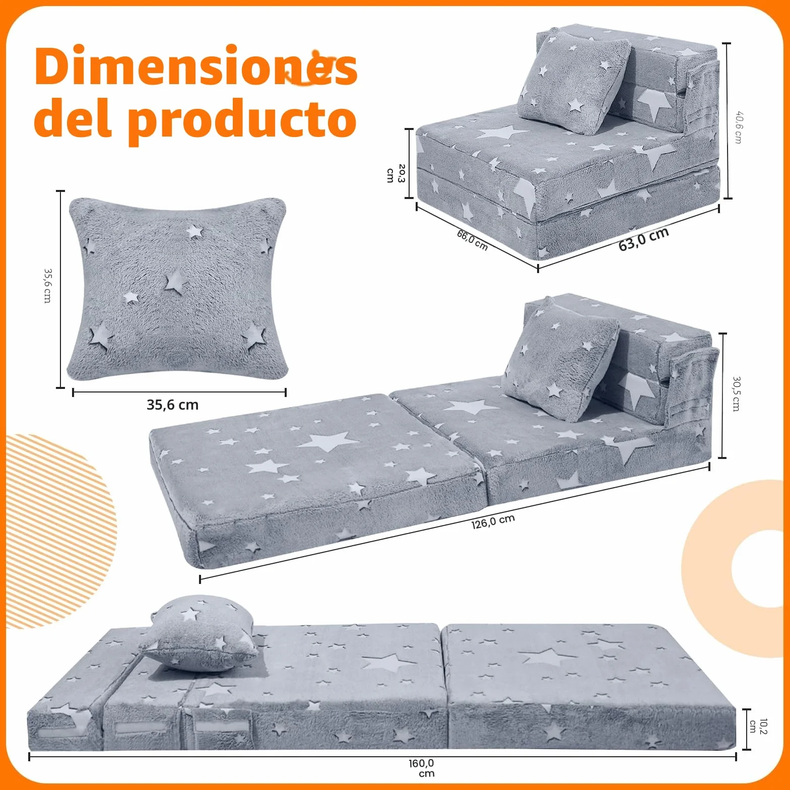MeMoreCool Sofá Plegable Tri Parainfantil, Colchón Brillante para Niños, Sillones Infantiles, Sillon Bebe, Sala de Juegos