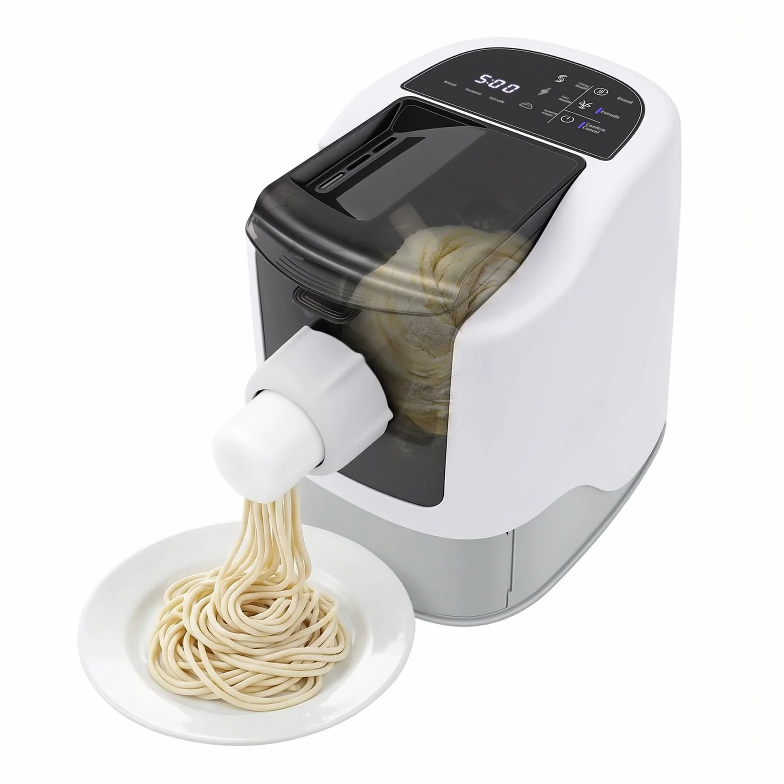 Máquina de pasta eléctrica 260 W 304 de acero inoxidable, hasta 500 g de harina seca, con formador de pasta y 13 cortapastas, máquina de pasta totalmente automática, juego completo