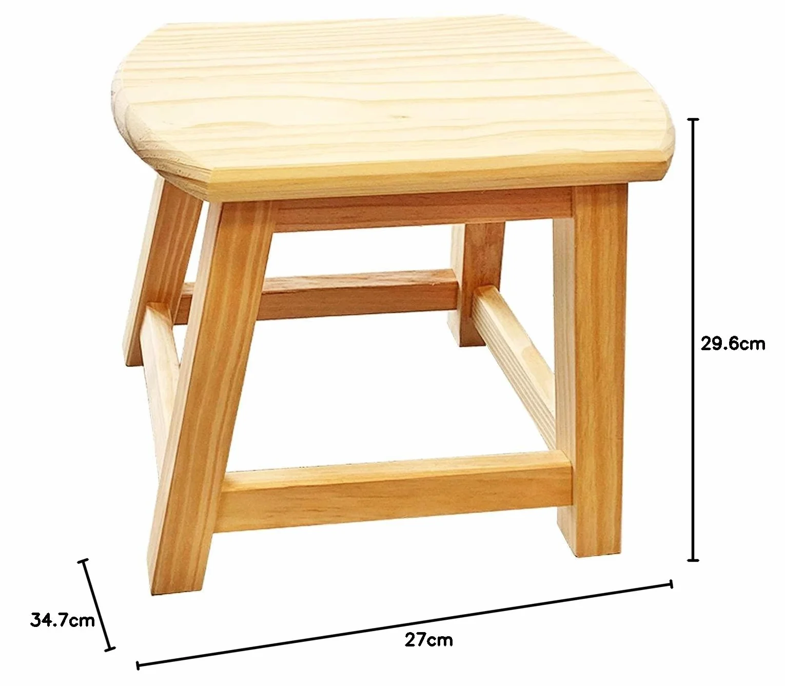 Taburete de Madera Maciza Natural sin Tratar 29,6 x 34,7 x 27 cm
