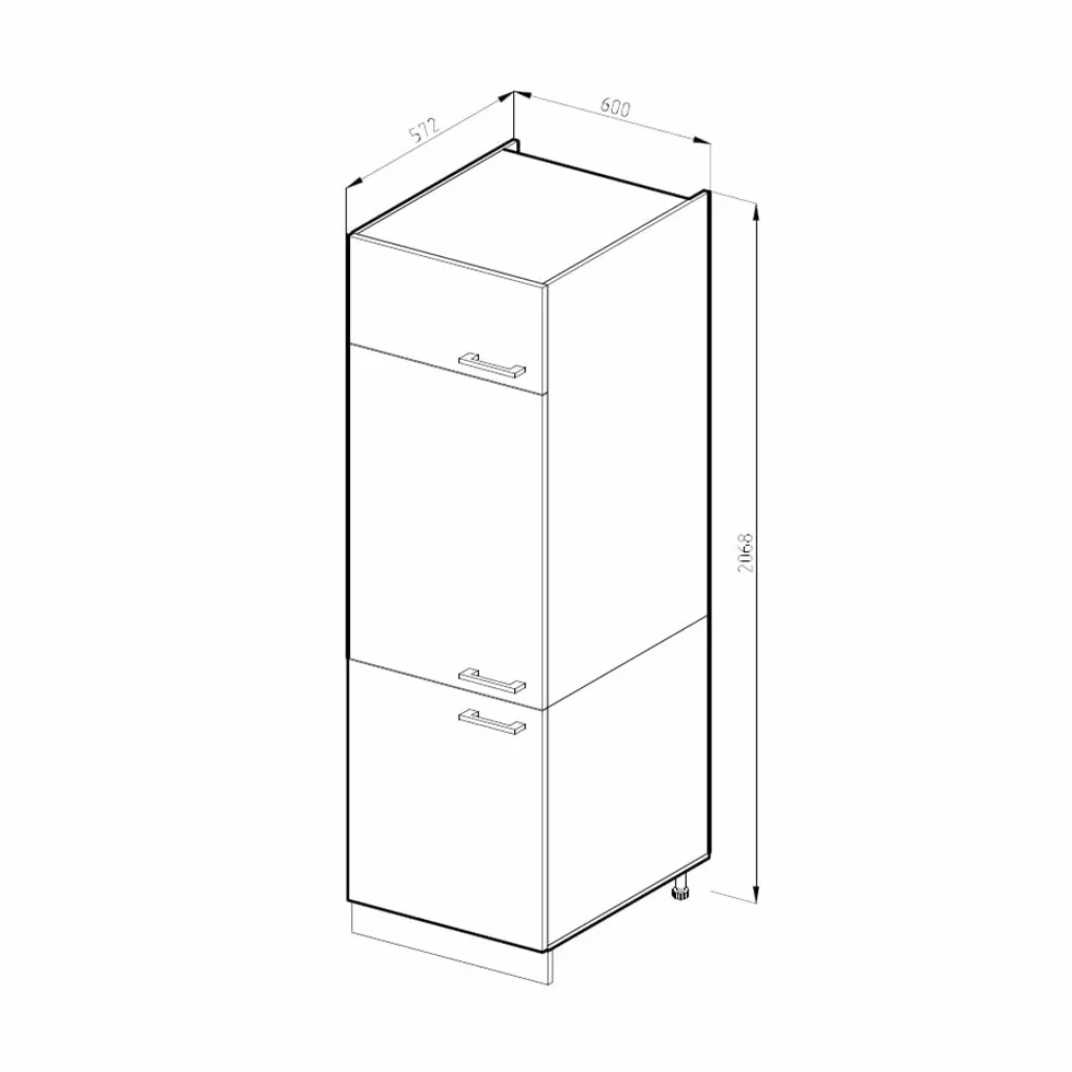 Vicco Armario para frigorífico Empotrado R-Line, Roble Dorado, 60 cm, para combinación Libre Dentro de Sistemas de Cocina modulares