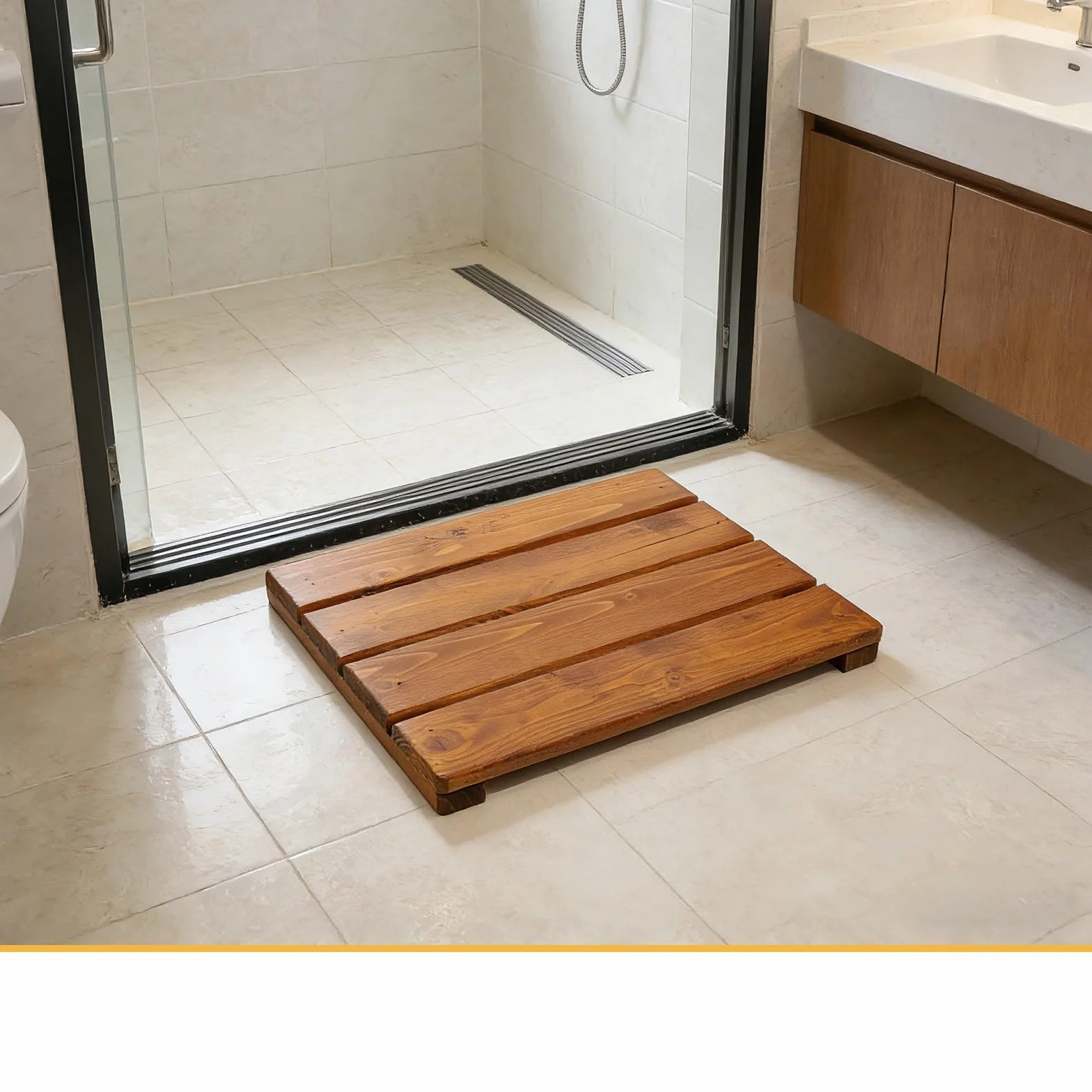 Alfombra de baño de Madera, Alfombra de baño de Drenaje rápido, Suelo de Ducha de Secado rápido for bañera, SPA, hogar