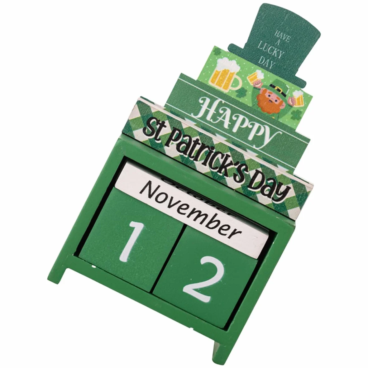 TOPBATHY 5piezas Calendario De Madera Para Día De San Patricio Decoración De Escritorio Festiva Accesorio De Regresiva De Madera Para Día De San Patricio Único Para y Familia