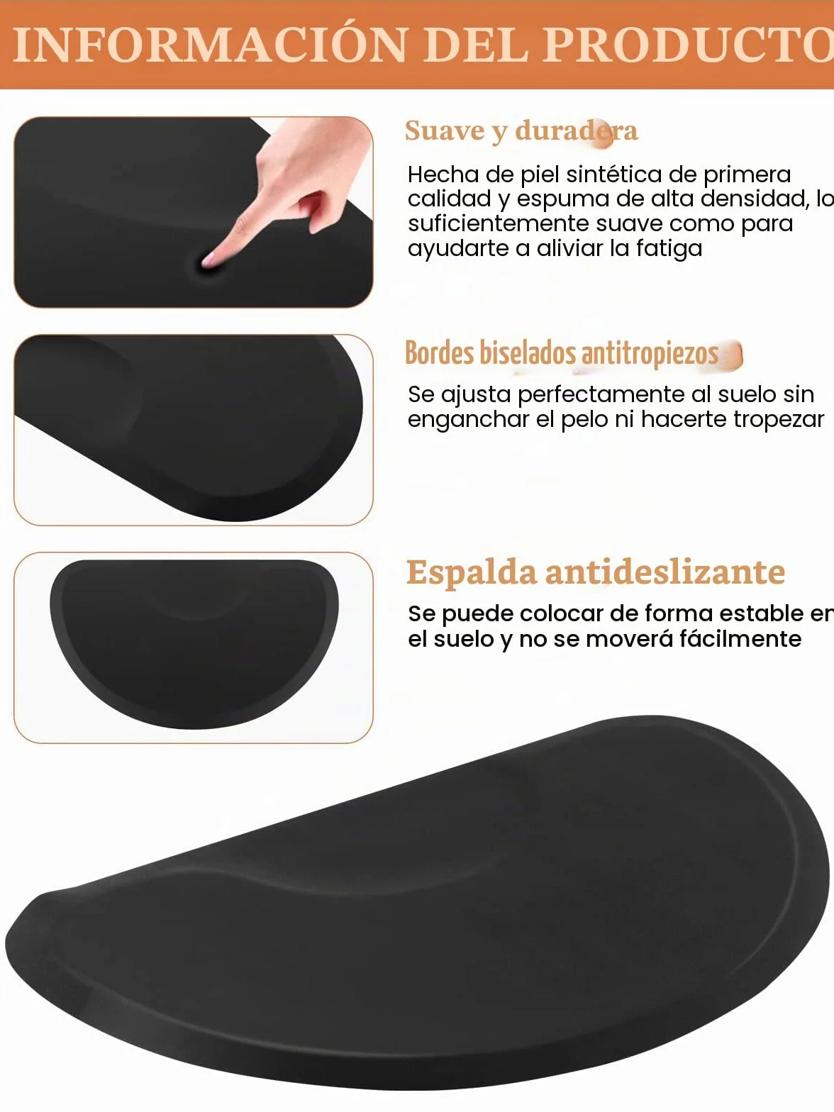 3 x 5 pies Alfombra Antifatiga, Kalolary Tapete Piso Salón Antifatiga Base Silla Circular Estilista Tapetes Belleza Tapete Grueso Semicírculo El Piso Cómodo Oficina para Suministros Salón y Barbería